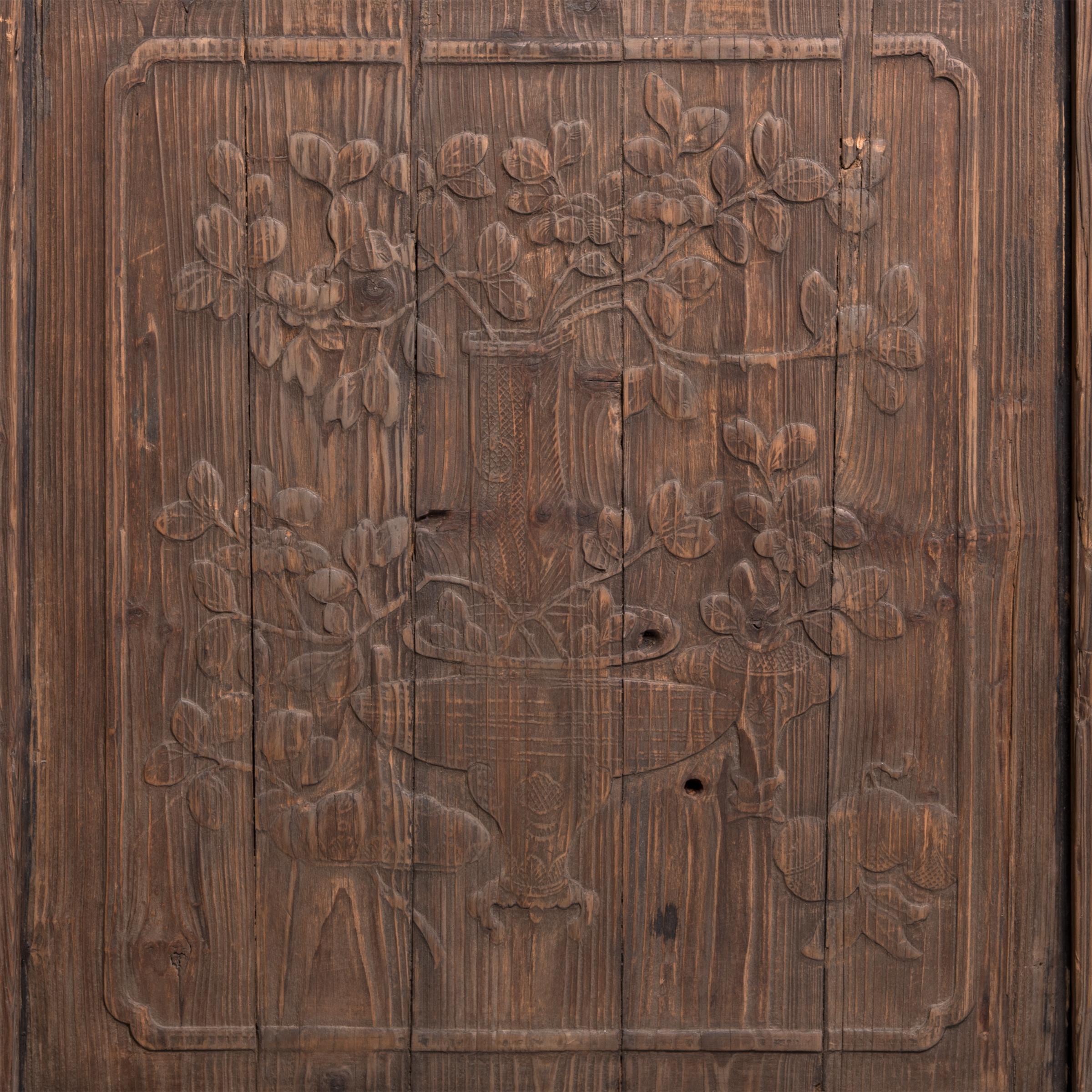 Chinese Carved Architectural Panel with Fruit and Flora, c. 1850 - Qing Mixed Media Art by Unknown