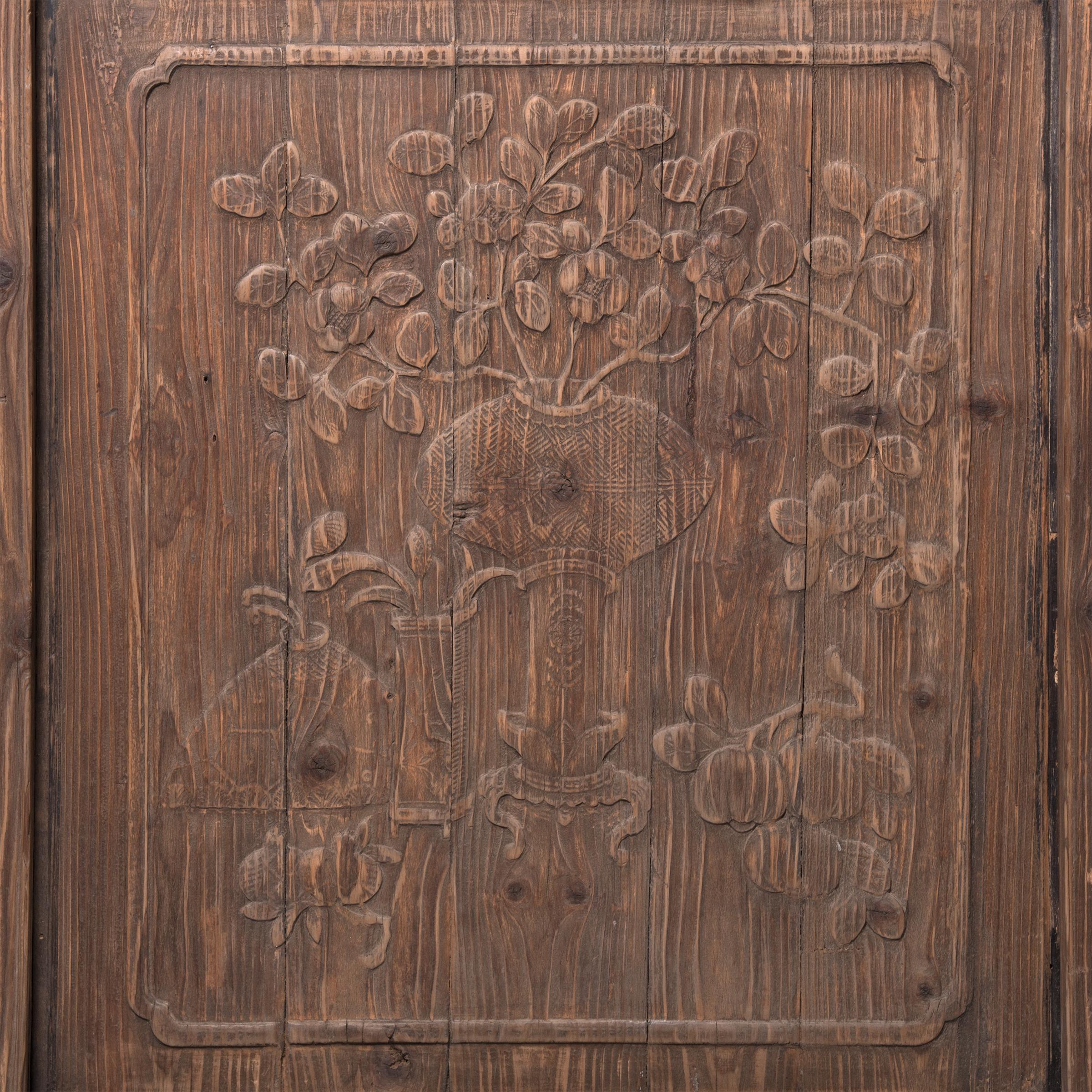 Chinese Carved Architectural Panel with Fruit and Flora, c. 1850 For Sale 1