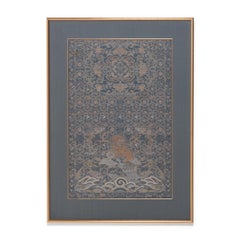 Pannello di sedia in broccato di seta della dinastia Qing con leone Fu