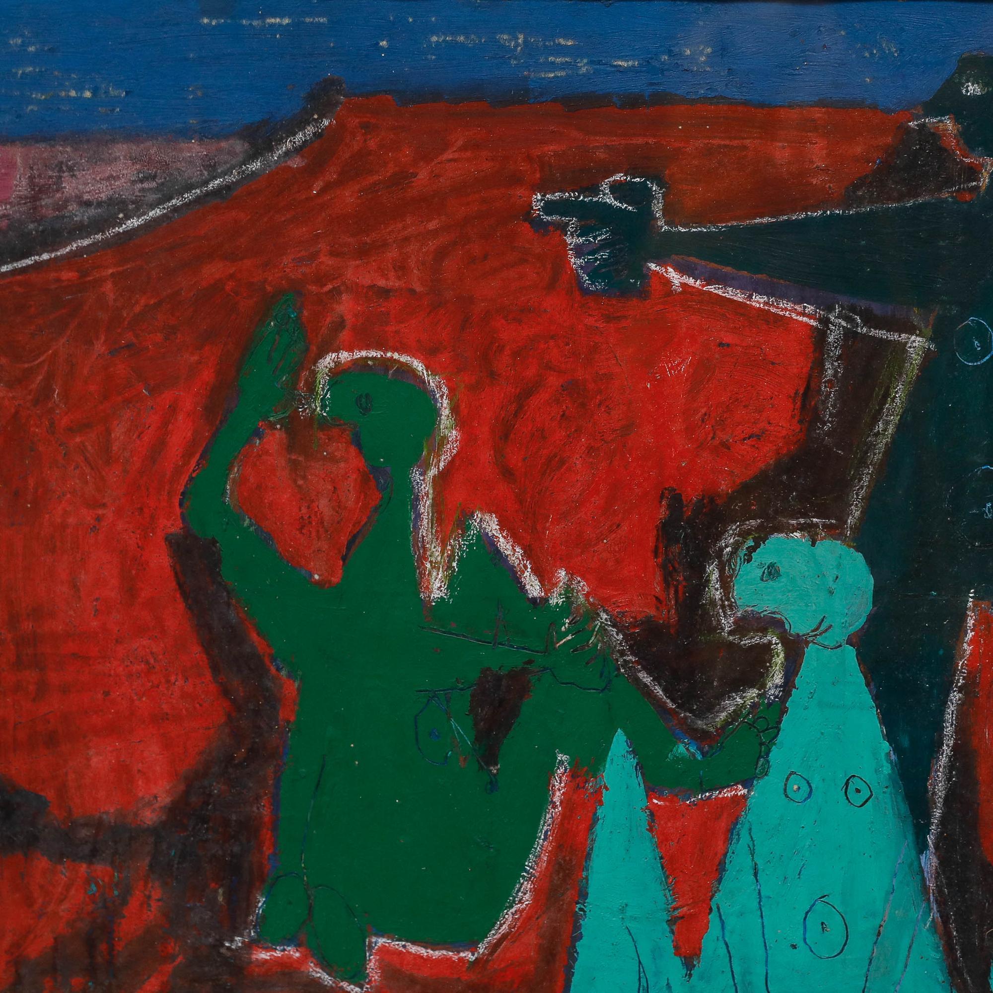 Christian Julia (1921-1991) - Mitte 20. Jahrhundert Mischtechnik, Badende am Strand im Angebot 2