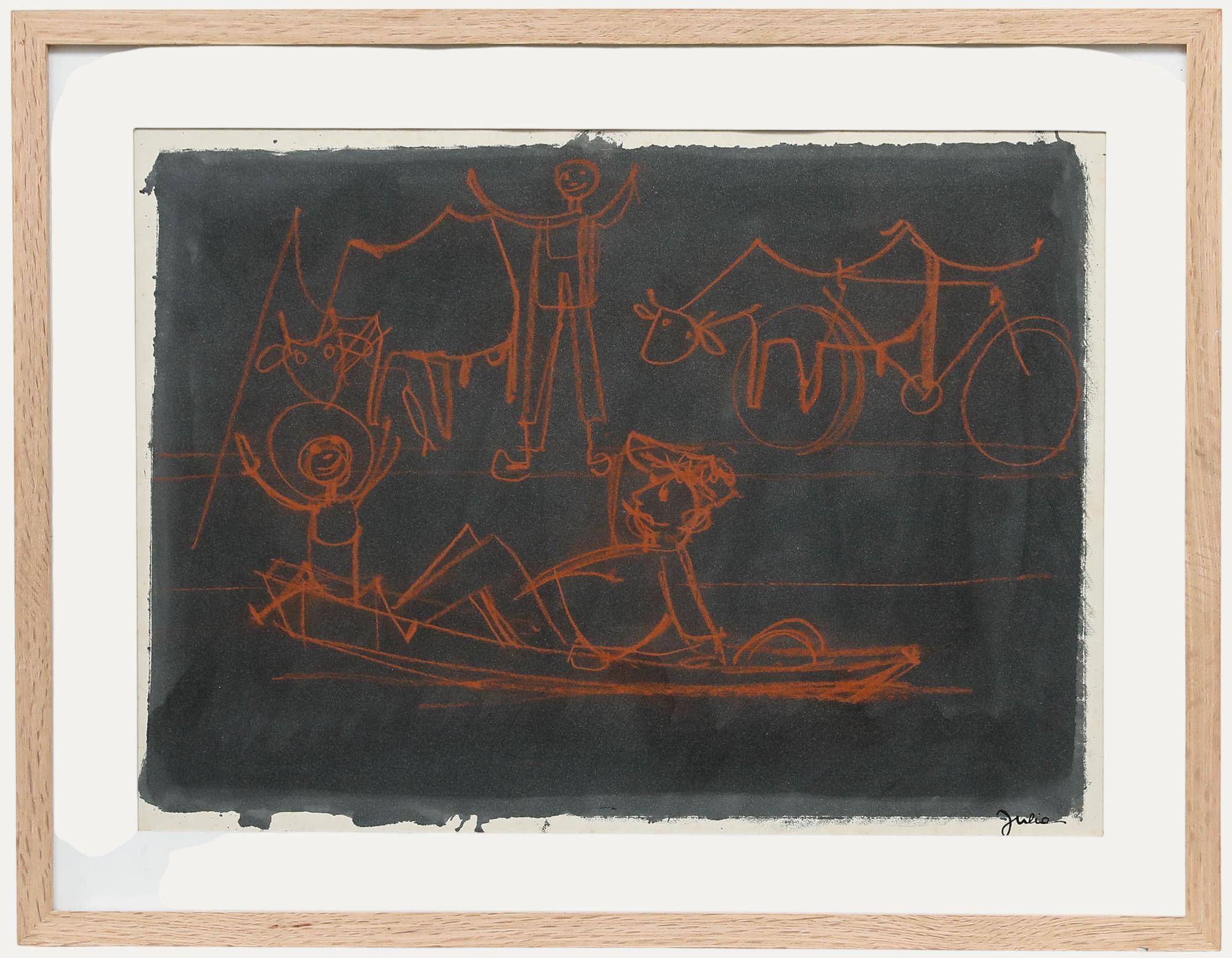 Christian Julia (1921-1991) - Milieu du 20e siècle, techniques mixtes, voyage en bateau - Mixed Media Art de Unknown