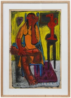 Christian Julia (1921-1991) - Mid 20th Century Mixed Media, Lady and Sculpture