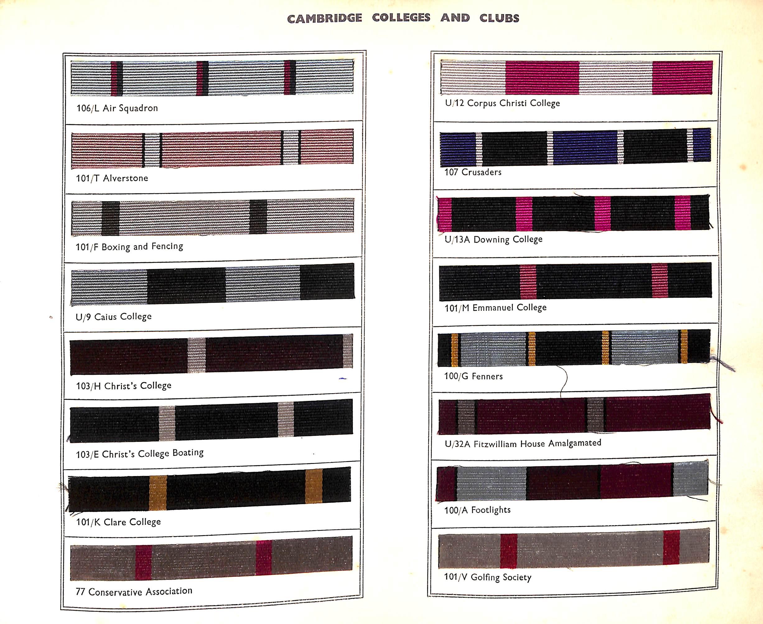 Club Colours Old Boys, University, Club And Regimental Colours Pattern Book 1956 11