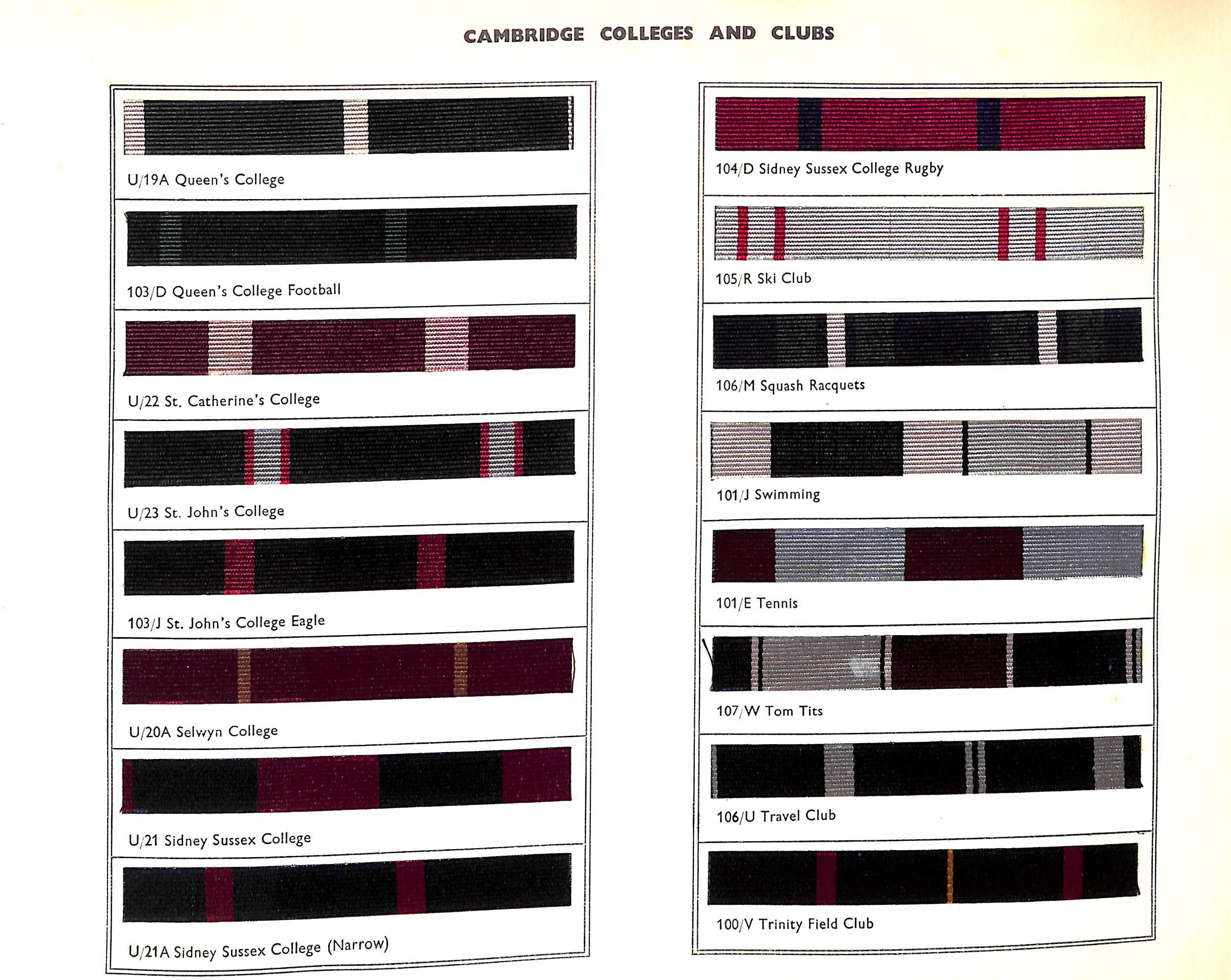 Club Colours Old Boys, University, Club And Regimental Colours Pattern Book 1956 12