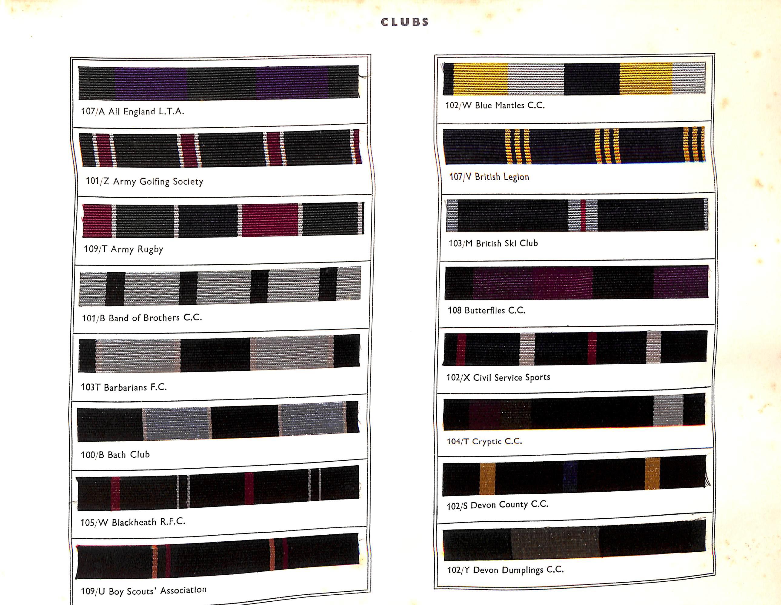 Club Colours Old Boys, University, Club And Regimental Colours Pattern Book 1956 13