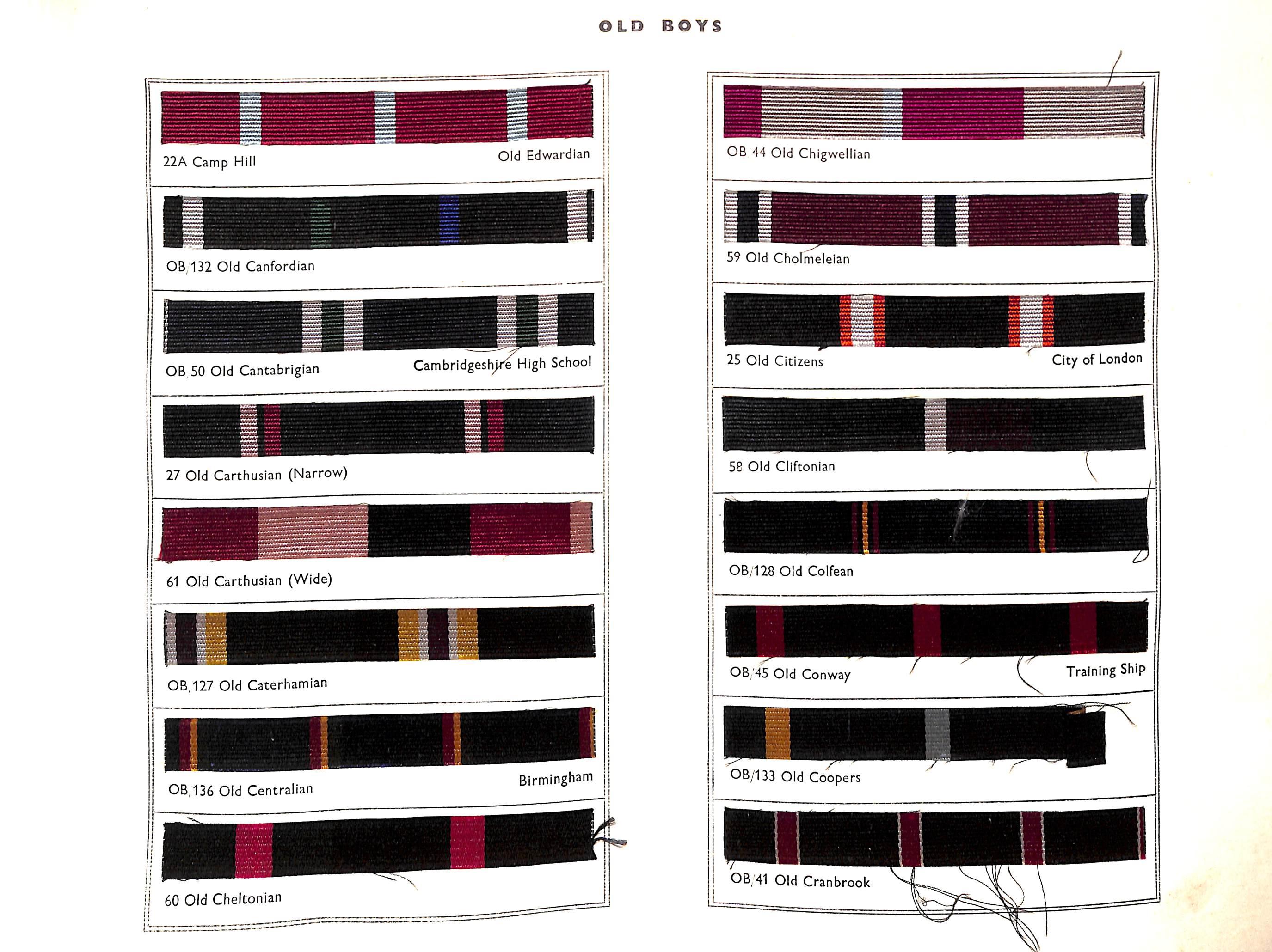 Club Colours Old Boys, University, Club And Regimental Colours Pattern Book 1956 3