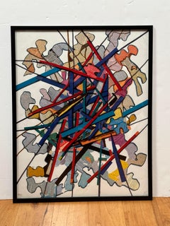 Colorful French Abstract Mixed-Media Collage