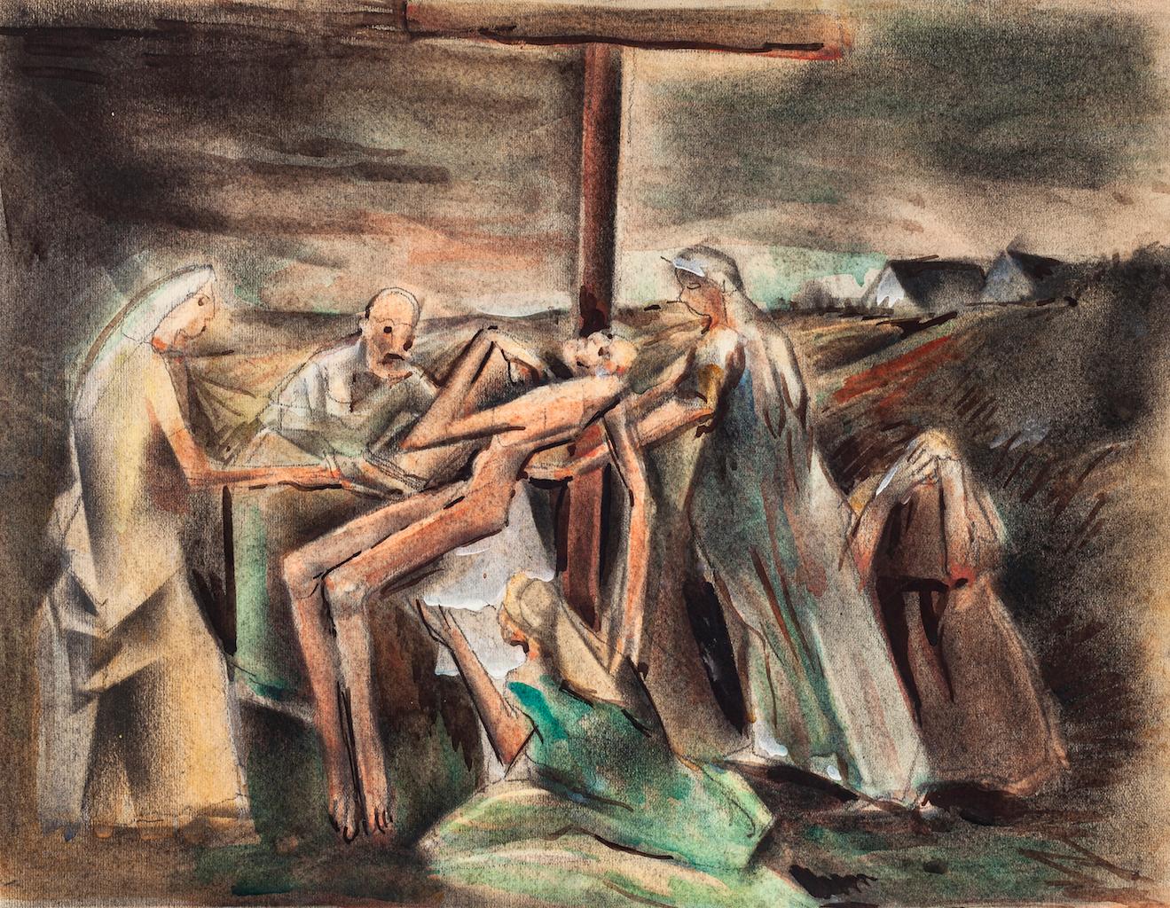 Deposition du Christ - Techniques mixtes sur papier - XXe siècle - Mixed Media Art de Unknown