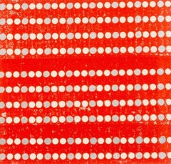 Vintage Dots on Red, Mixed Media by Theo Mendez