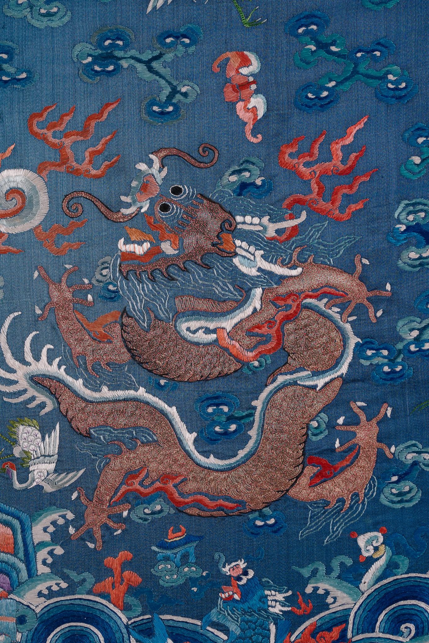 Veste del drago, antico ricamo cinese in seta della dinastia Qing in vendita 1