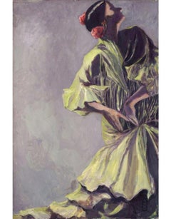Flamenco Dancer with Two Flowers