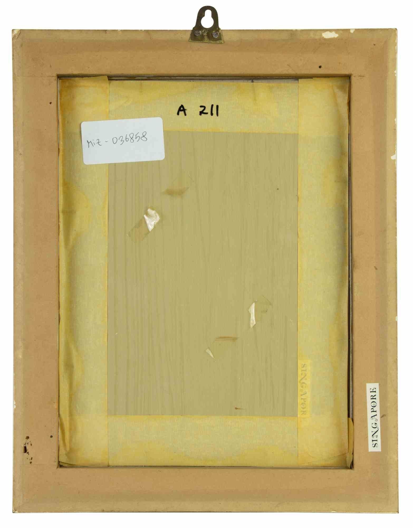Composition florale - Techniques mixtes - 1970 - Moderne Mixed Media Art par Unknown