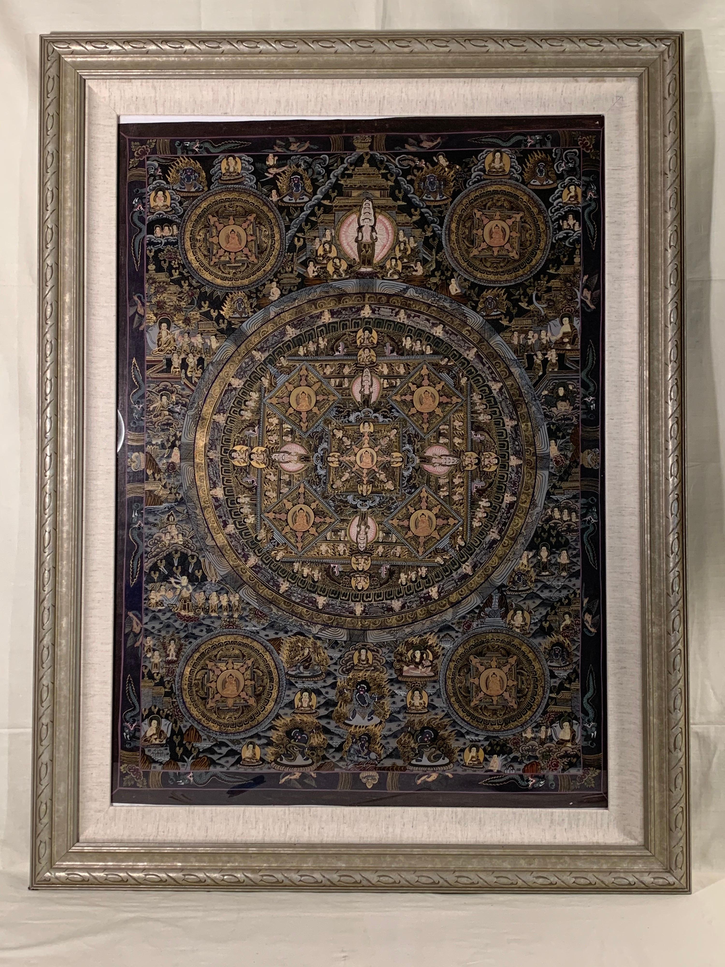 Cinque Mandala originali dipinti a mano e incorniciati  Con vero oro a 24 carati in vendita 8