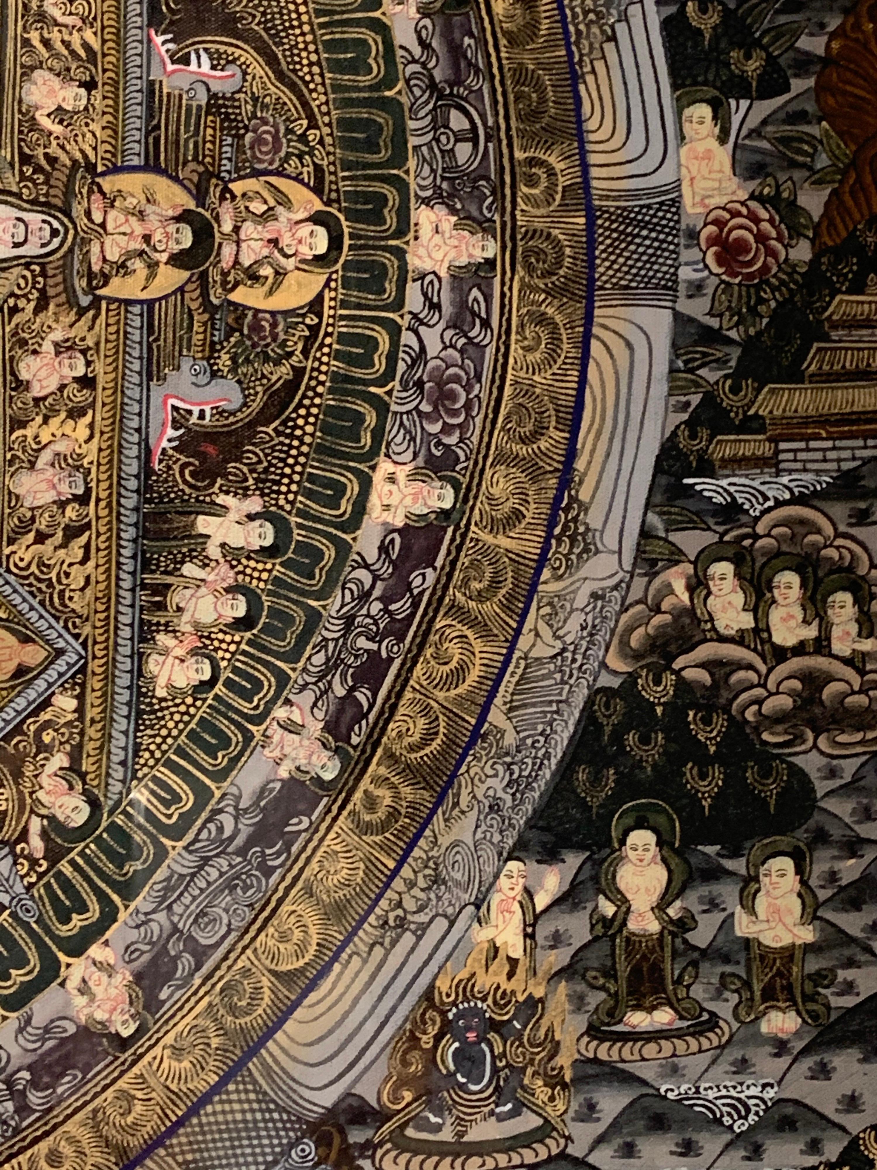 Cinque Mandala originali dipinti a mano e incorniciati  Con vero oro a 24 carati in vendita 4