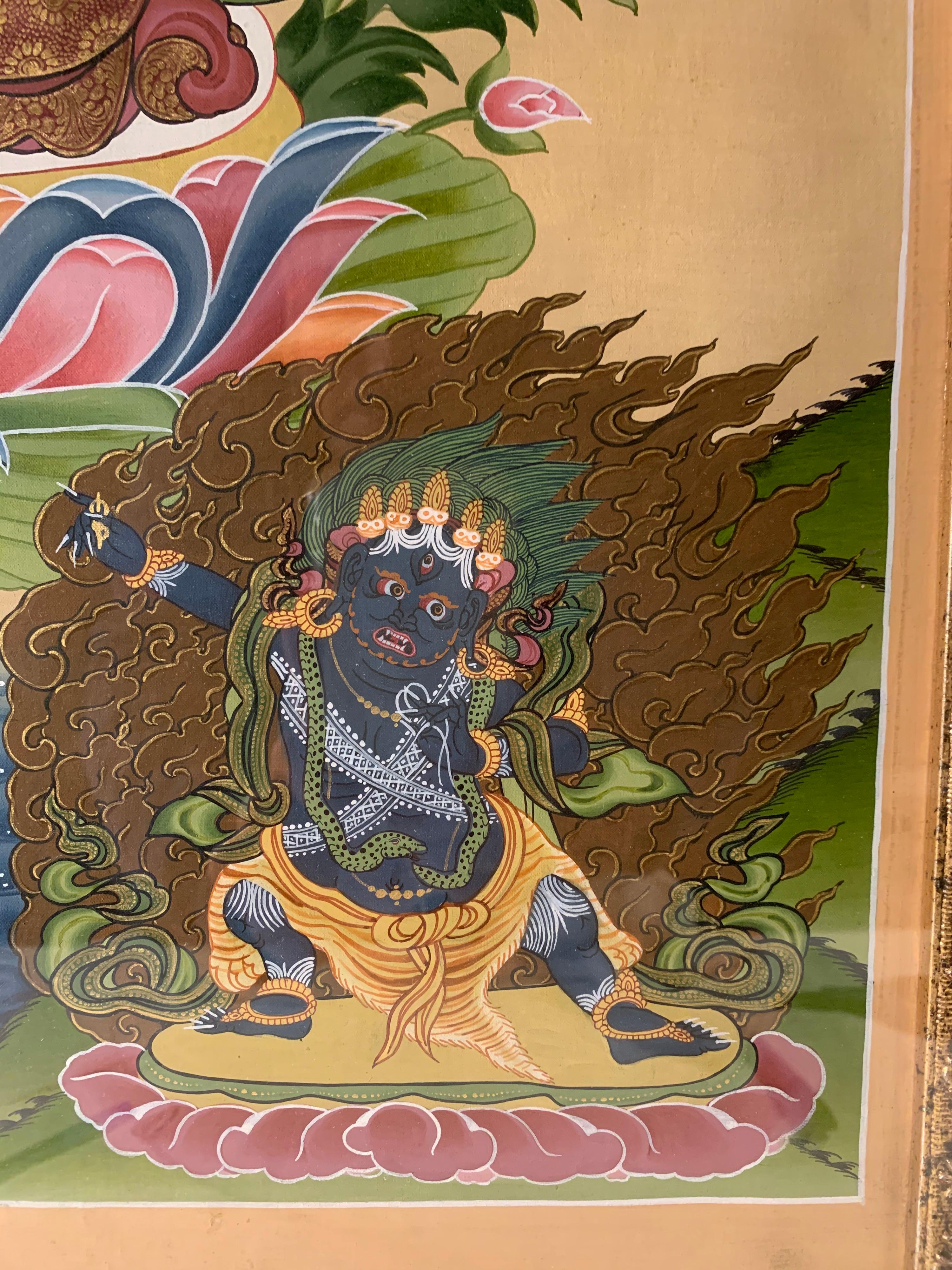 Framed Hand Painted Chenrezig Thangka on Canvas with 24K Gold 3