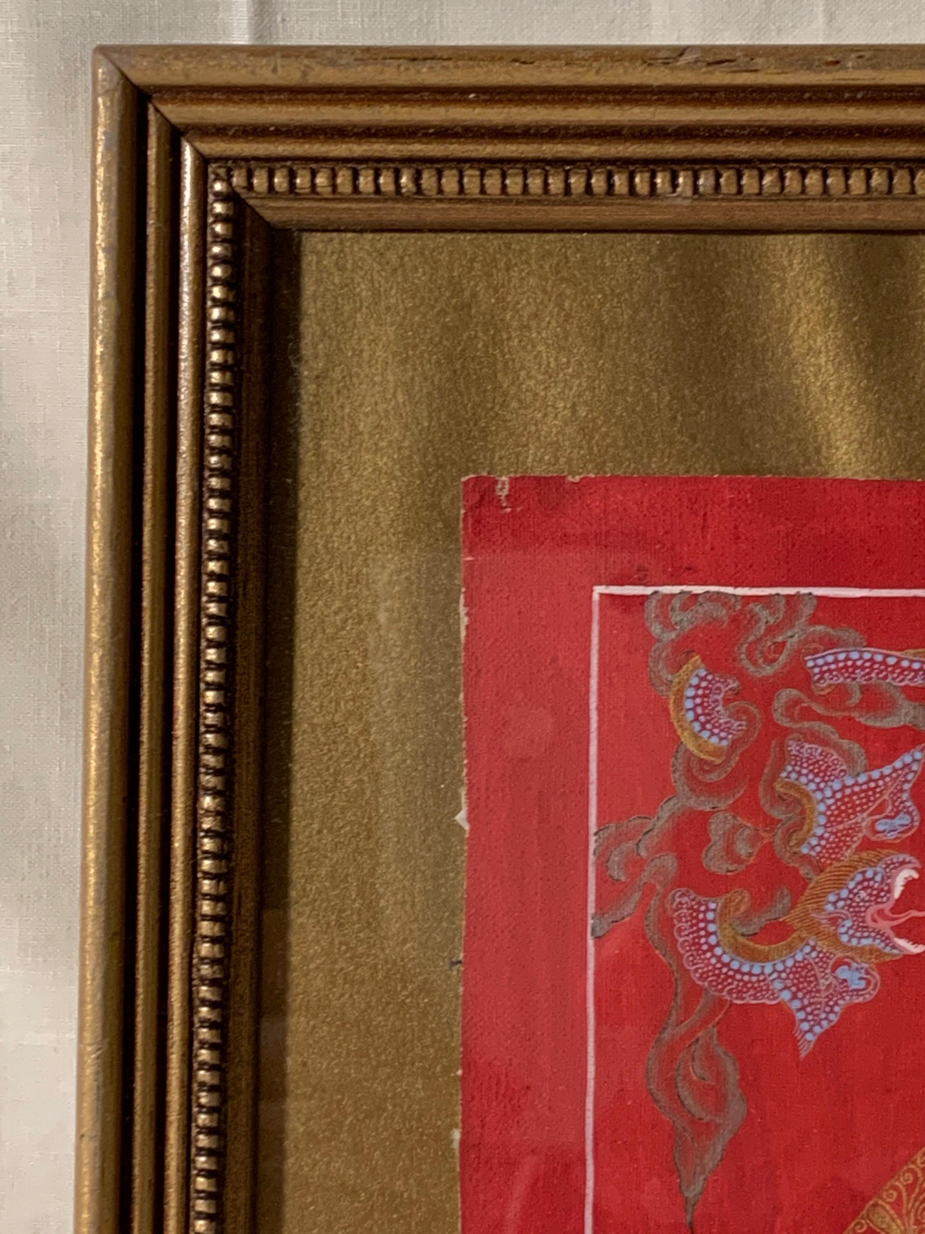 Framed Hand Painted Original Mandala Thangka with 24K Gold on Canvas 5