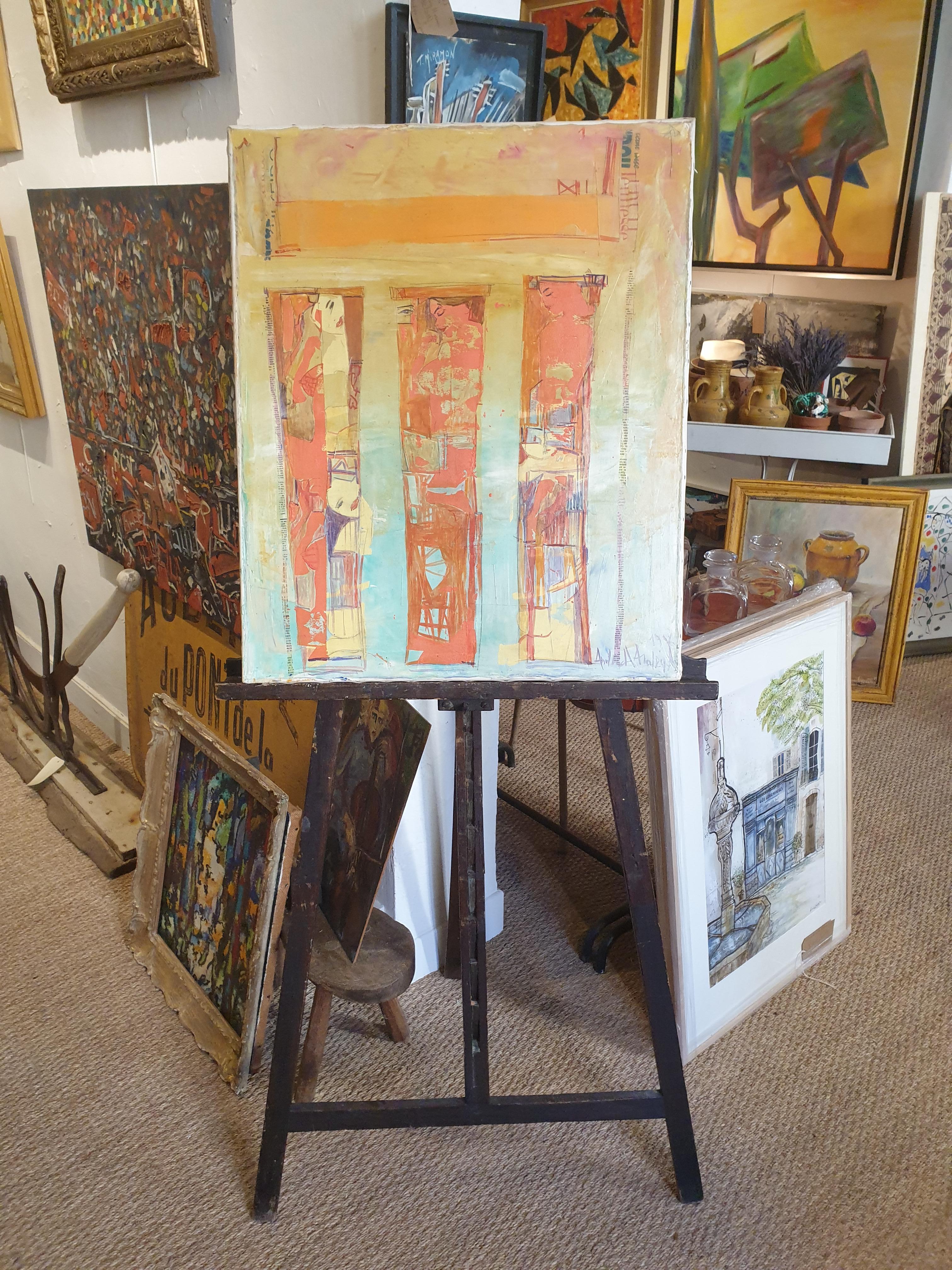 French Mixed Media Abstract on Canvas. For Sale 10