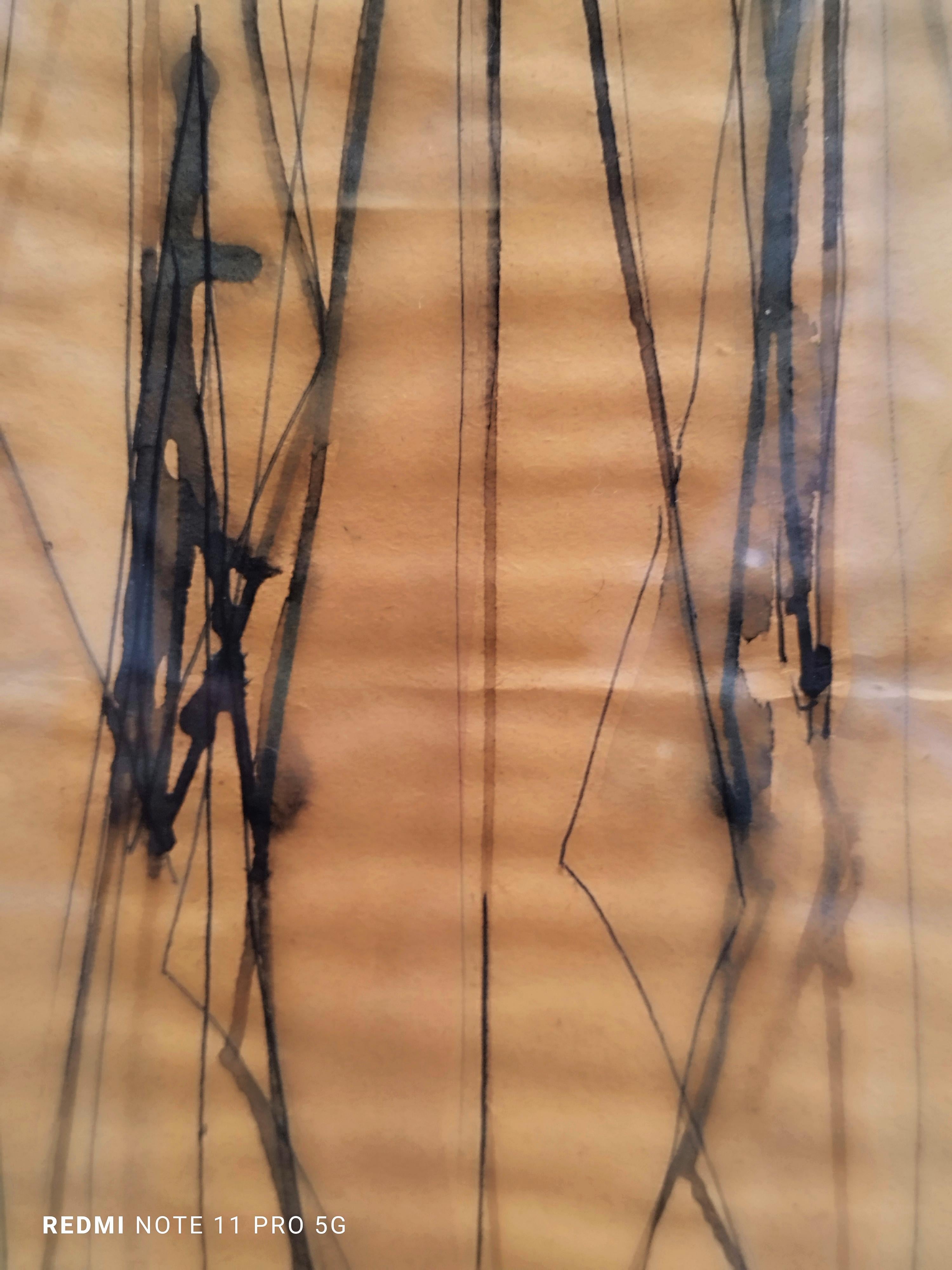 SPATIAL GEOMETRY - Aquarell und Tusche auf Papier signiert Afro (Moderne), Mixed Media Art, von Unknown