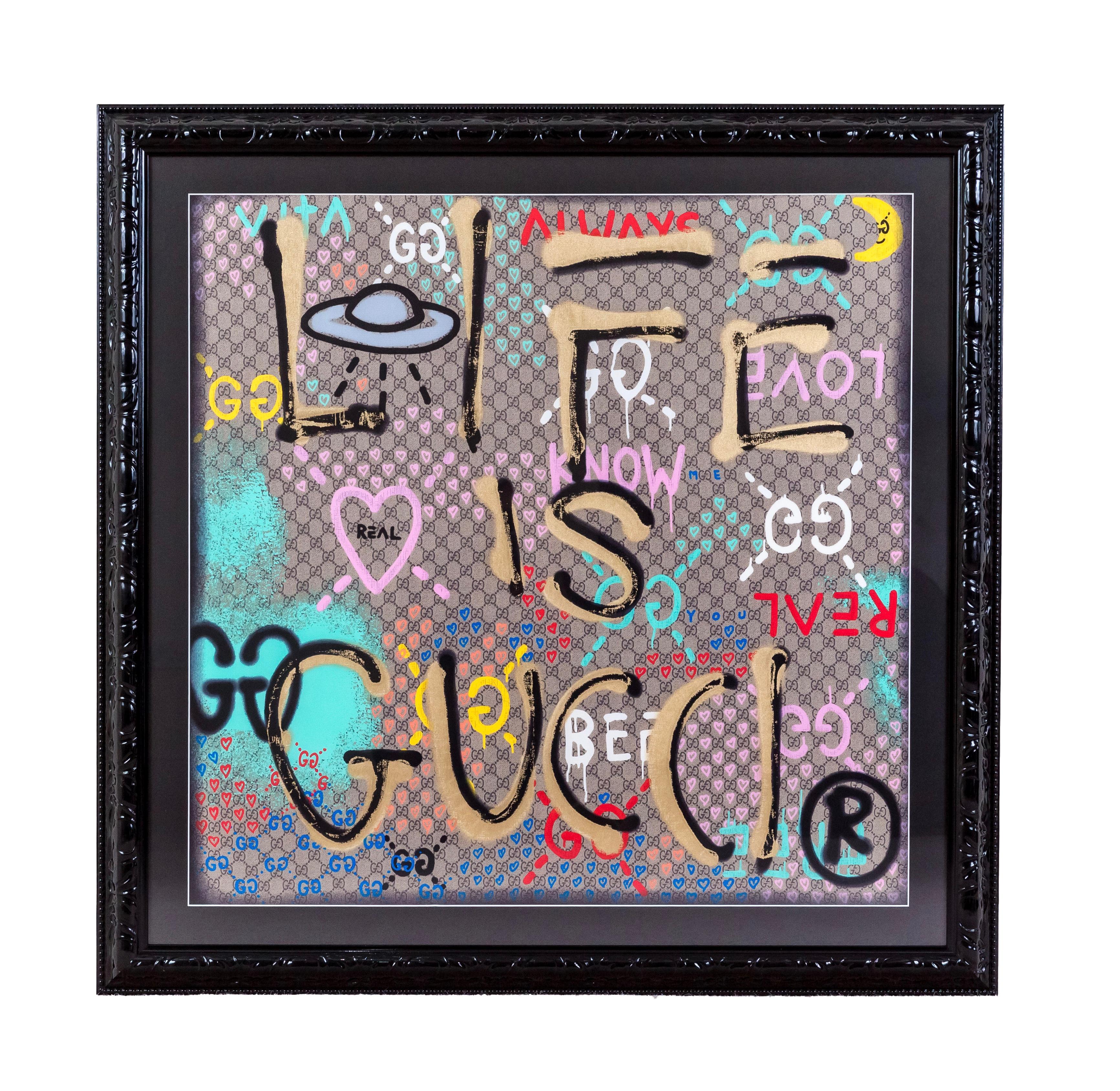 GUCCI - Life is Gucci - Logo - graffiti art - street art - gucci logo - abstract - Mixed Media Art by Unknown