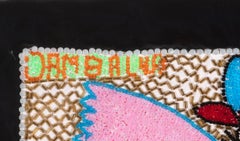 Drapeau haïtien en perles Voodoo avec Danbala, signé « Moreau »