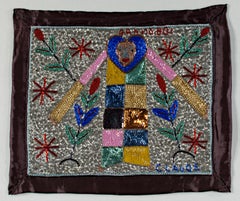 Haitian Voodoo Beaded Flag with Gran Bwa signed "Claude"