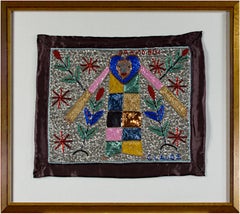 Haitian Voodoo Beaded Flag with Gran Bwa signed "Claude"