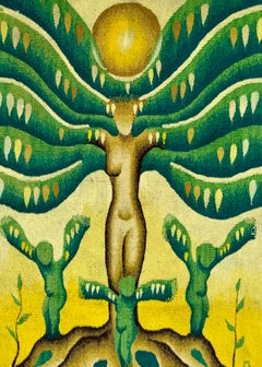 Handgewebter Wollteppich Feministische Textilkunst Wandbehang Judy Chicago Hommage