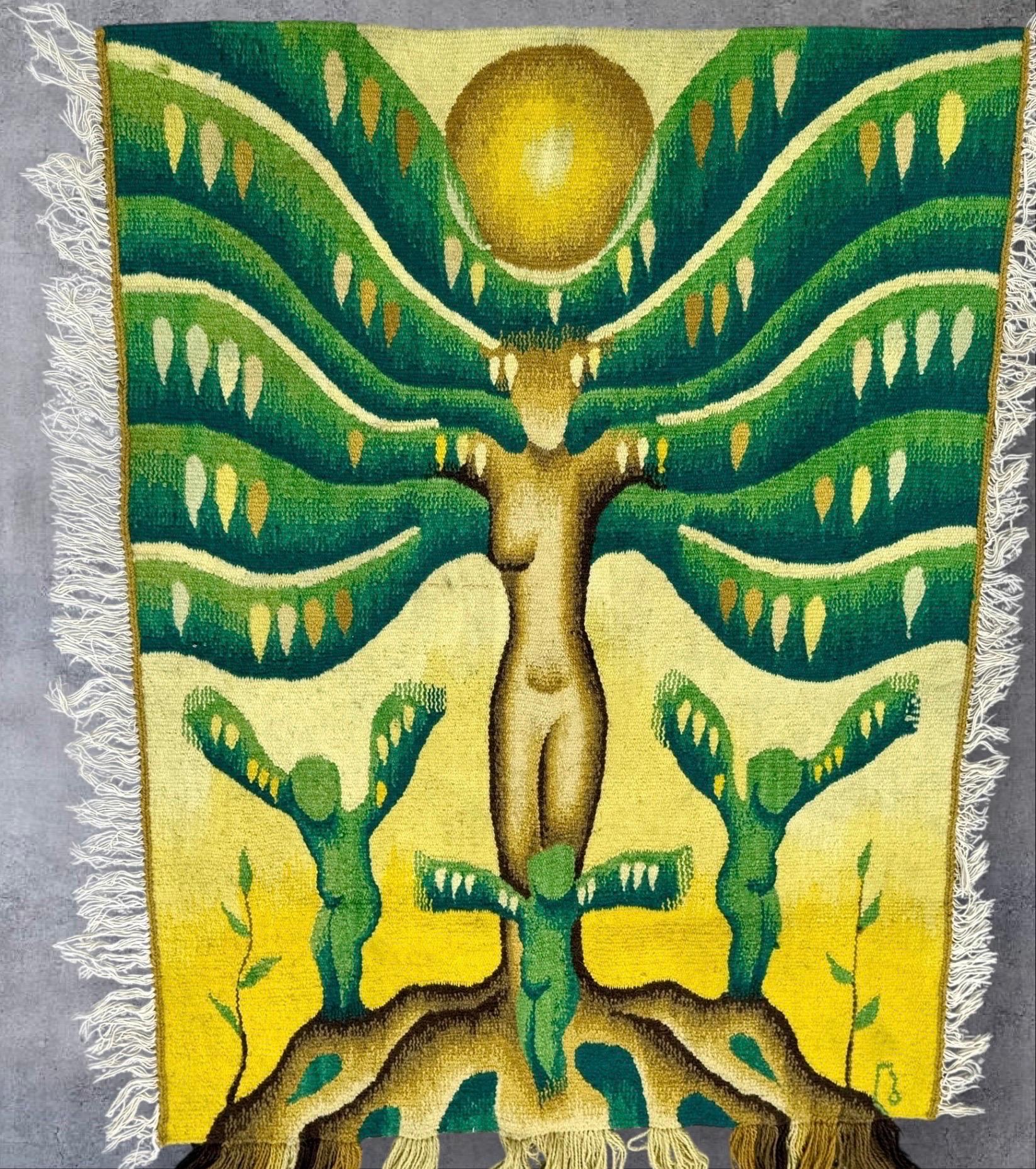 Tapisserie en laine tissée à la main Art textile féministe Tenture murale Hommage à Judy Chicago en vente 3