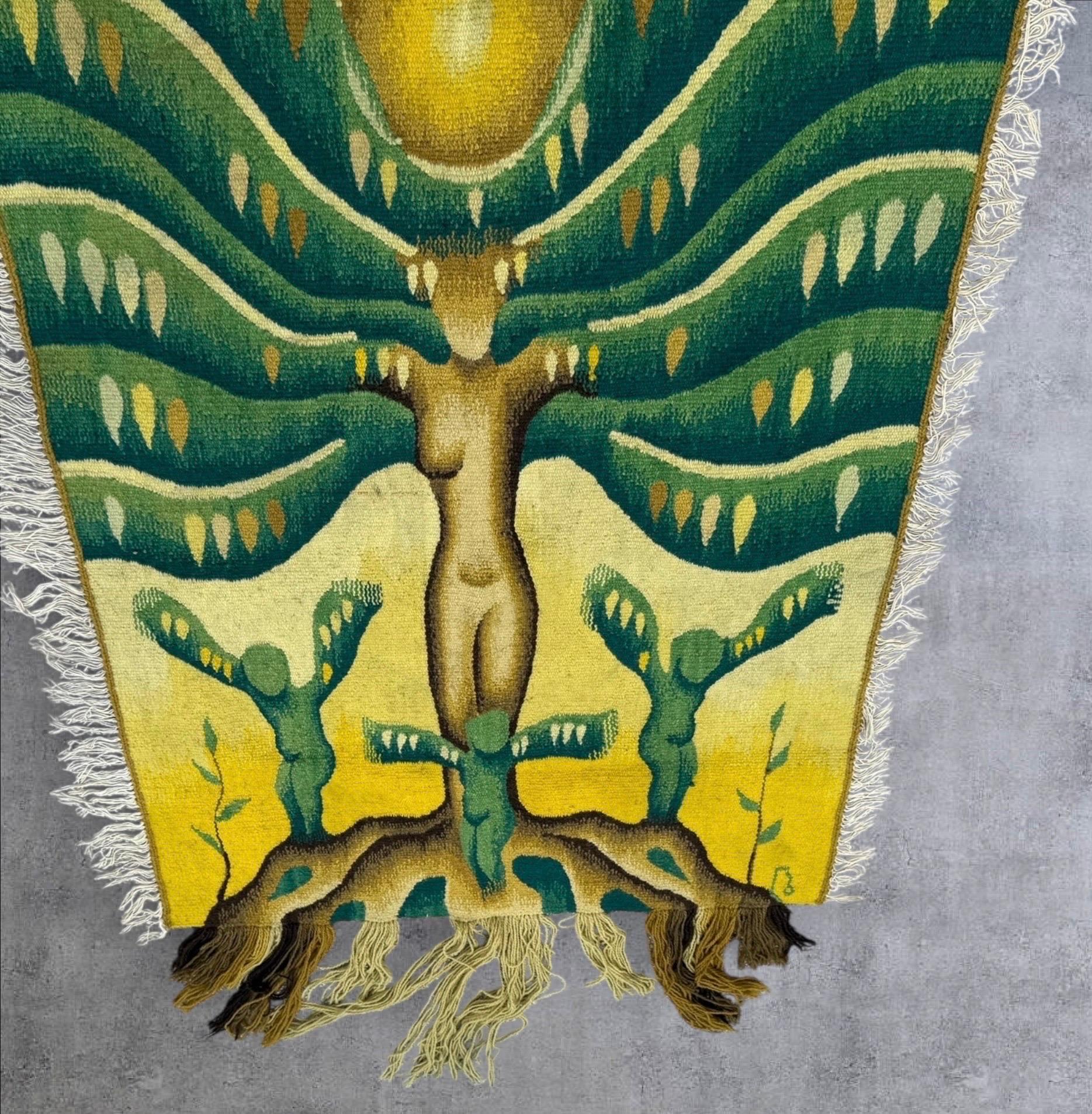 Tapisserie en laine tissée à la main Art textile féministe Tenture murale Hommage à Judy Chicago en vente 4