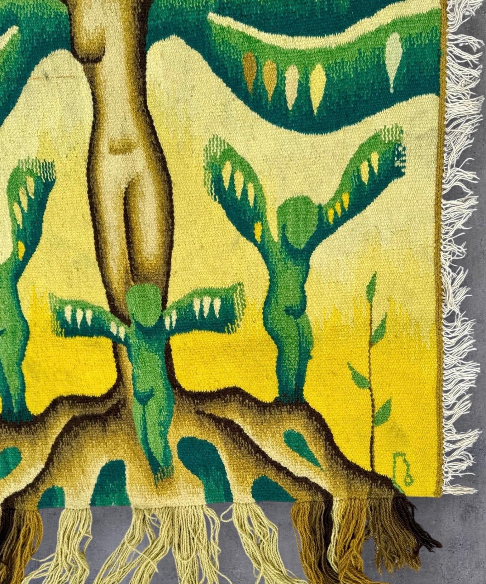 Tapisserie en laine tissée à la main Art textile féministe Tenture murale Hommage à Judy Chicago en vente 6