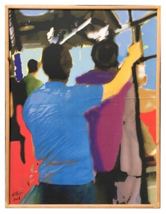 METRO'S INTERIOR - Mixed media on canvas signed Nino Ruju 