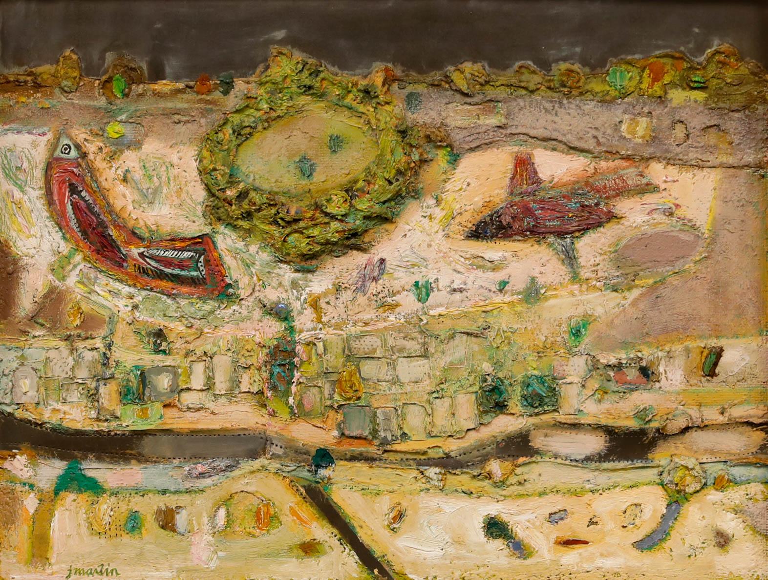James Martin RWA (1924-2006), Paesaggio II, tecnica mista su tavola. Firmato 