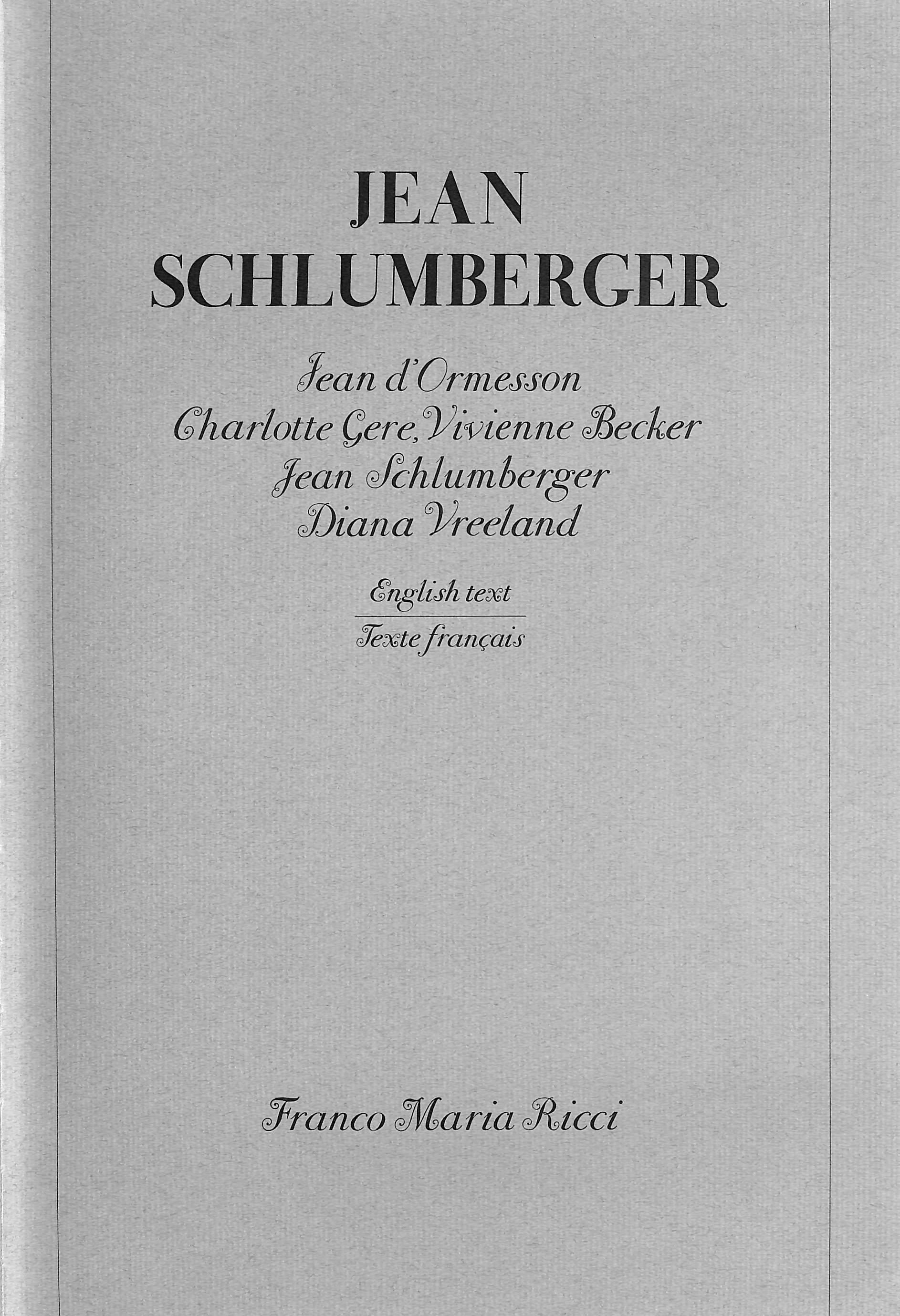 « Jean Schlumberger » 1991 VREELAND, Diana, d'ORMESSON, Jean, BECKER, Vivienne, GE 7