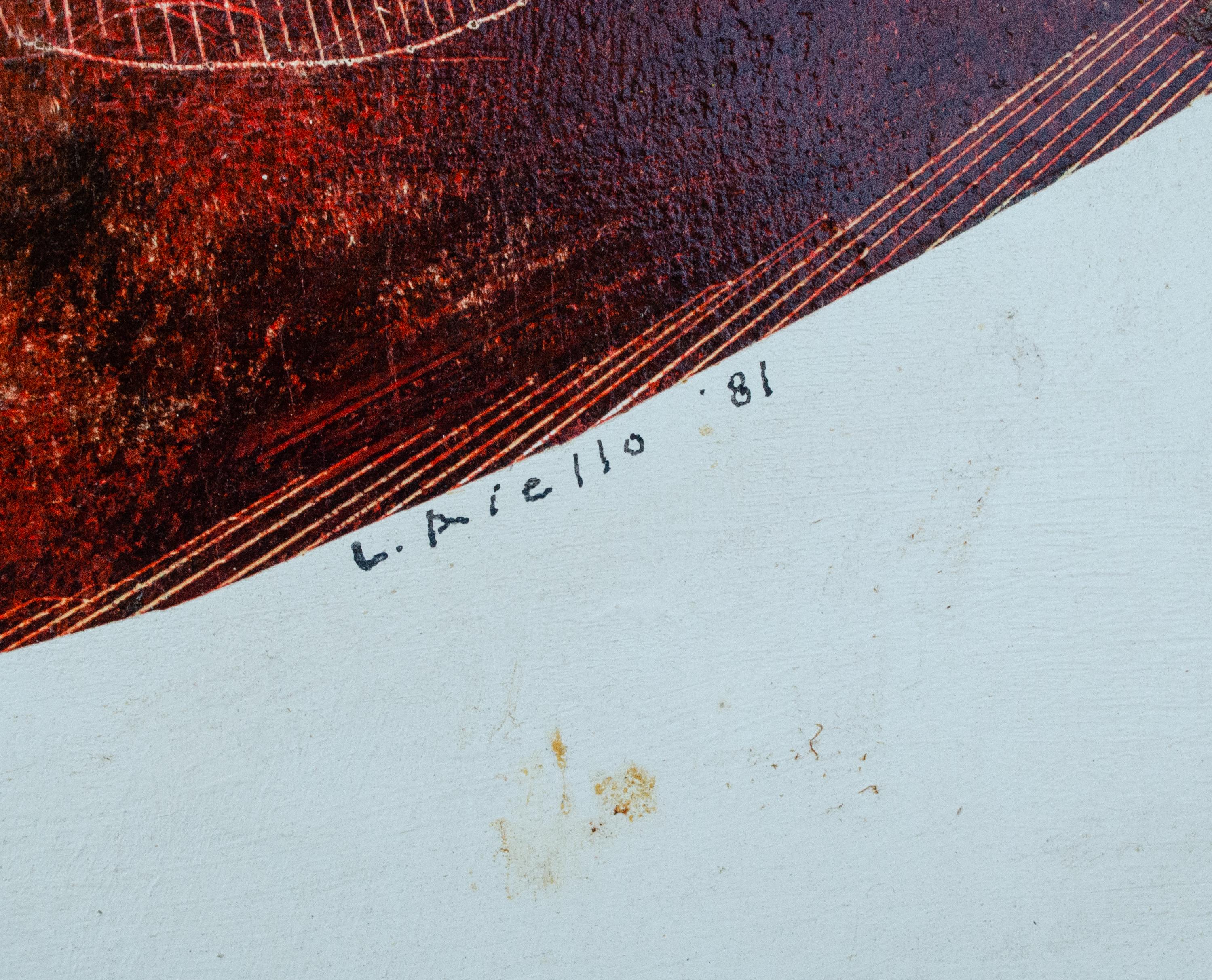 L. Arello
Sans titre, 1981
Technique mixte sur bois
27 1/2 x 28 7/8 x 1 3/8 in. 
Signé en bas à droite : I.L.A. 1981
