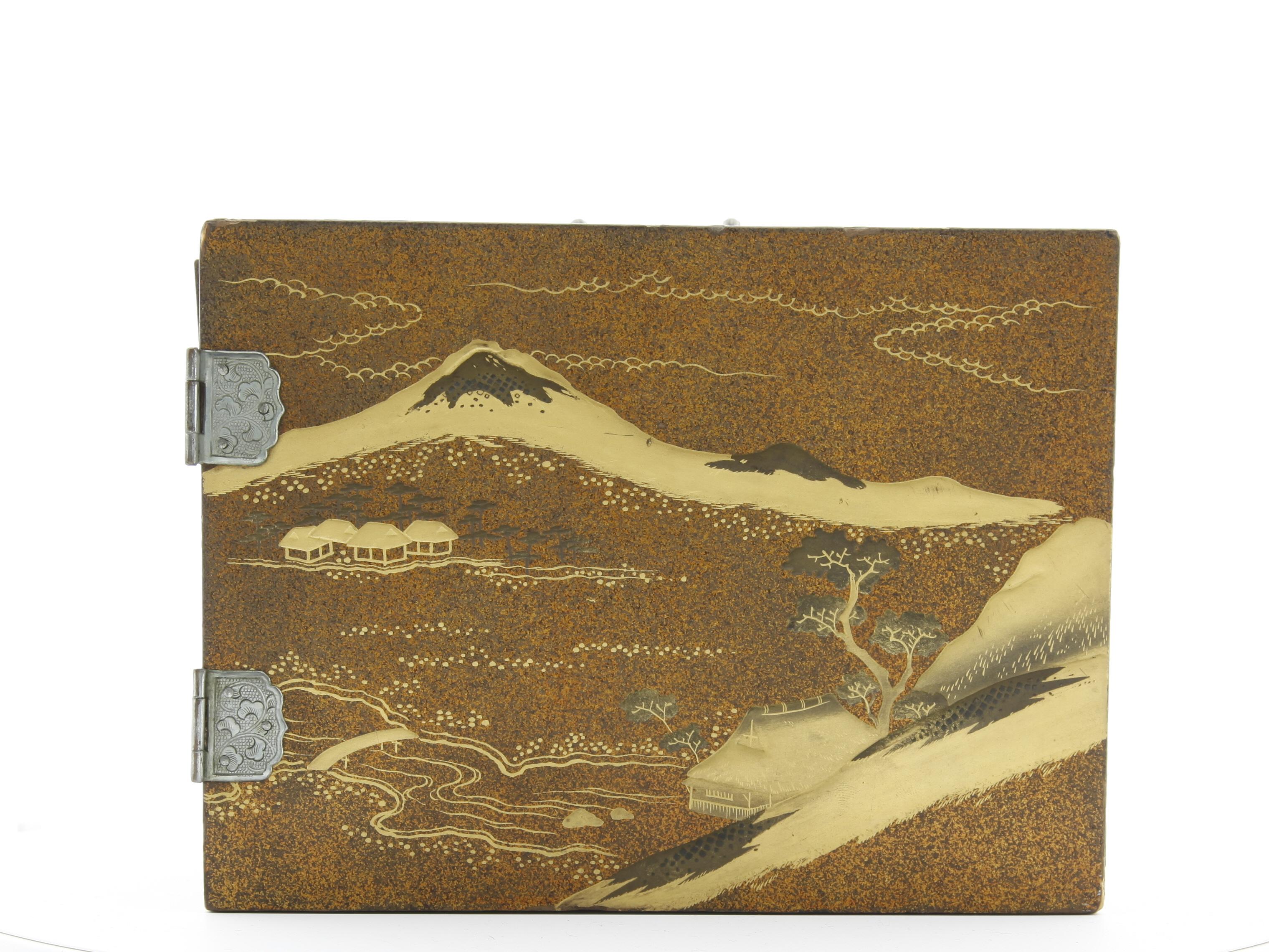 Lacquer Kodansu, Cabinet, Lacquerware, Late 19th Century, Mount Fuji, Japan For Sale 1