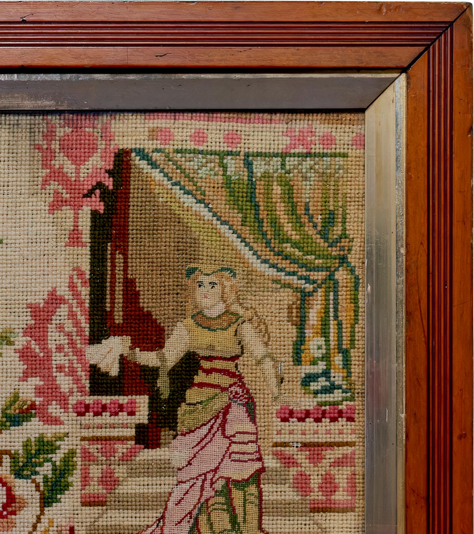 Late 19th Century Needlepoint and Petit Point Elizabethan Style For Sale 4