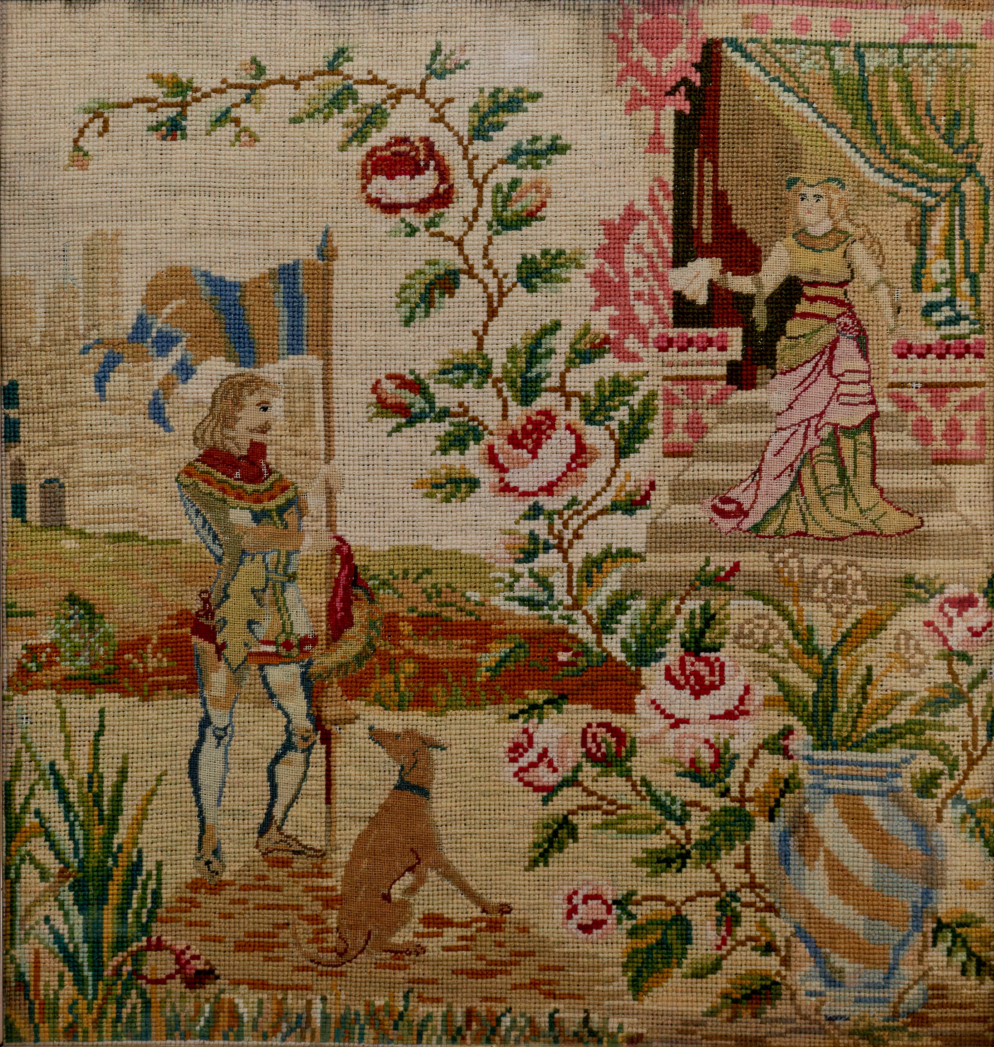 Late 19th Century Needlepoint and Petit Point Elizabethan Style For Sale 5