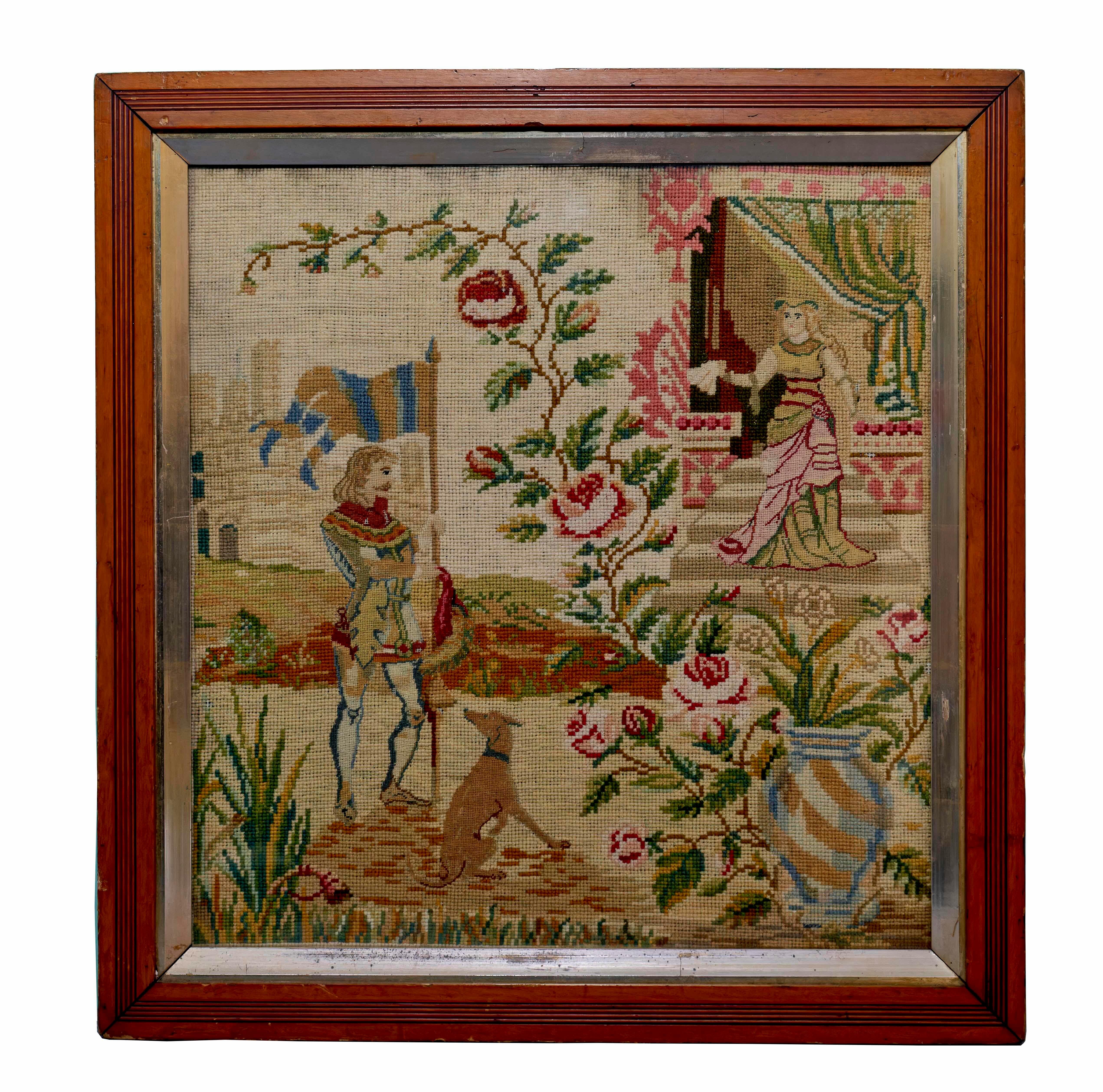 Late 19th Century Needlepoint and Petit Point Elizabethan Style - Mixed Media Art by Unknown