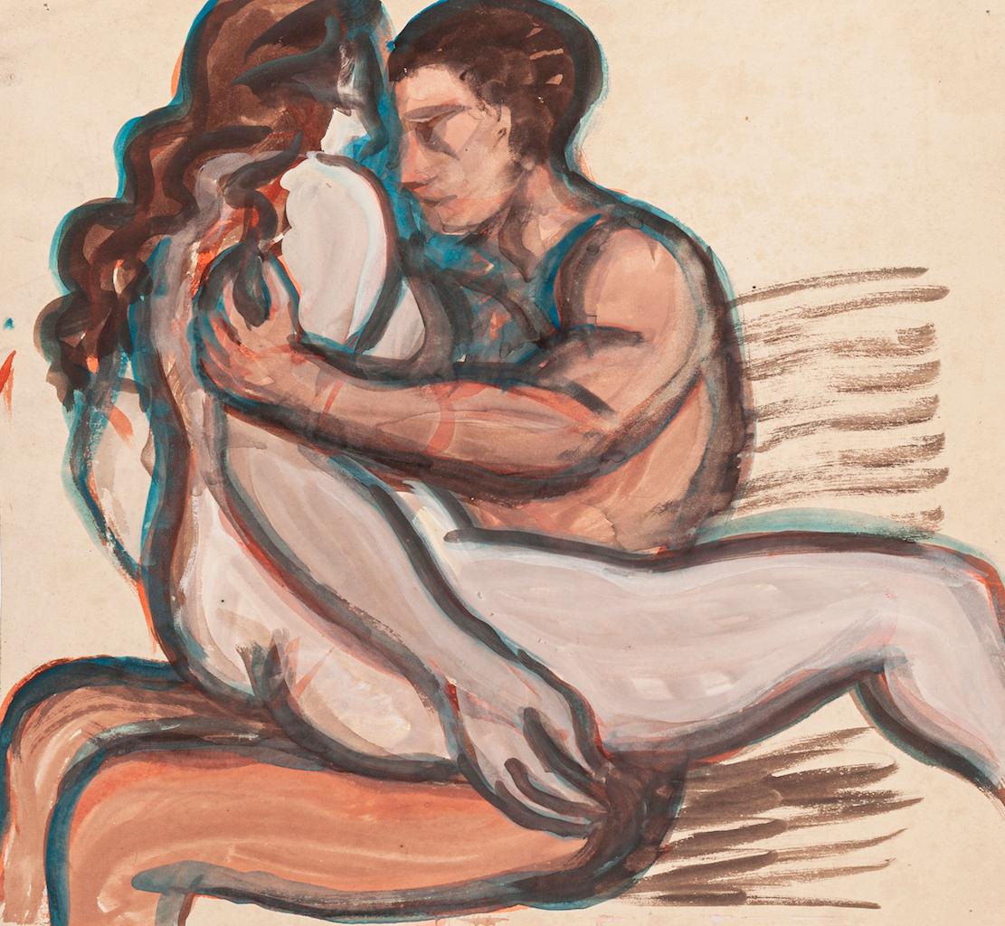 Lovers - Original Watercolor - 1950 ca.