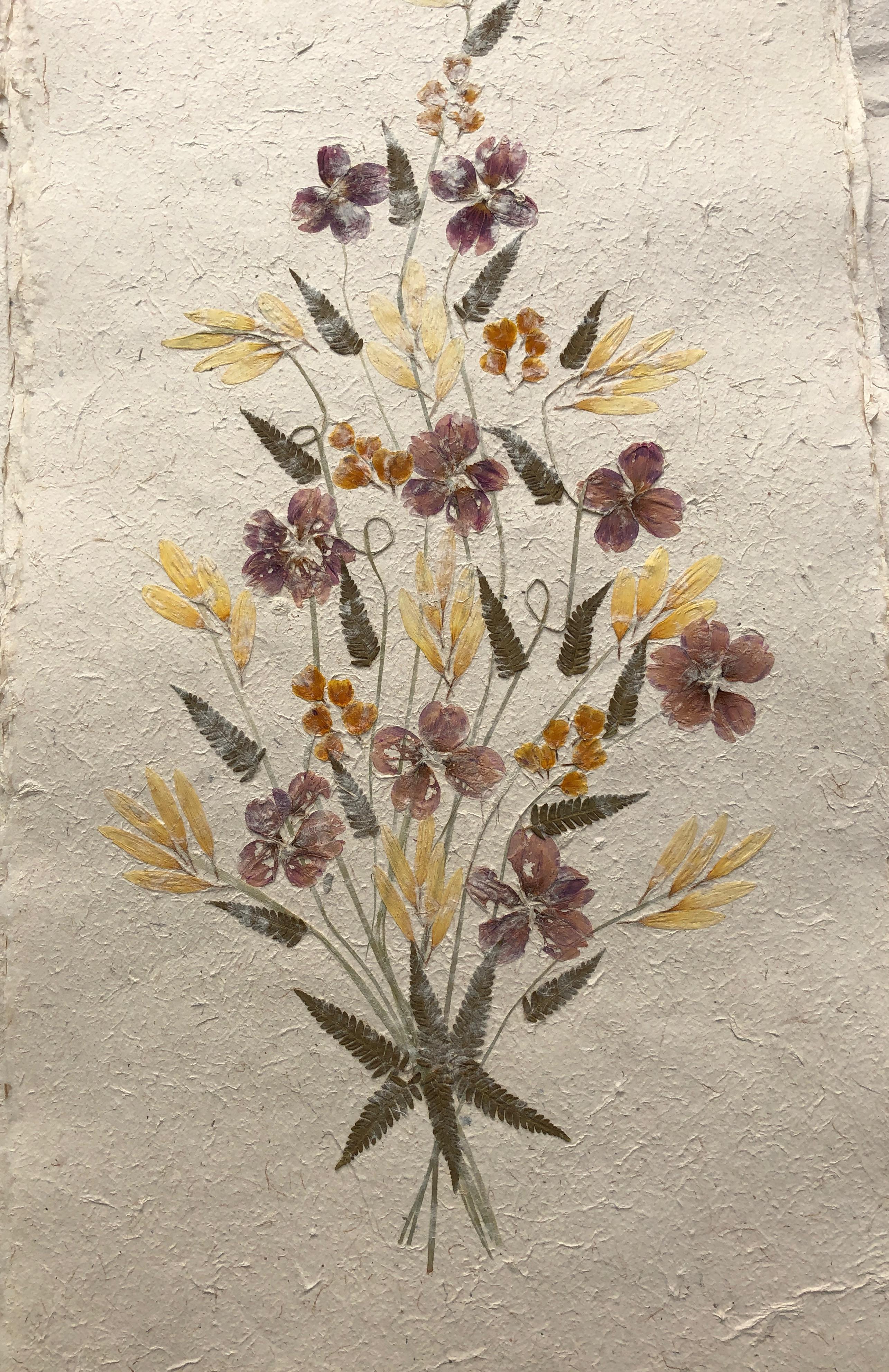 Madagascan Dried Flowers On Hand Made Paper - Mixed Media Art by Unknown