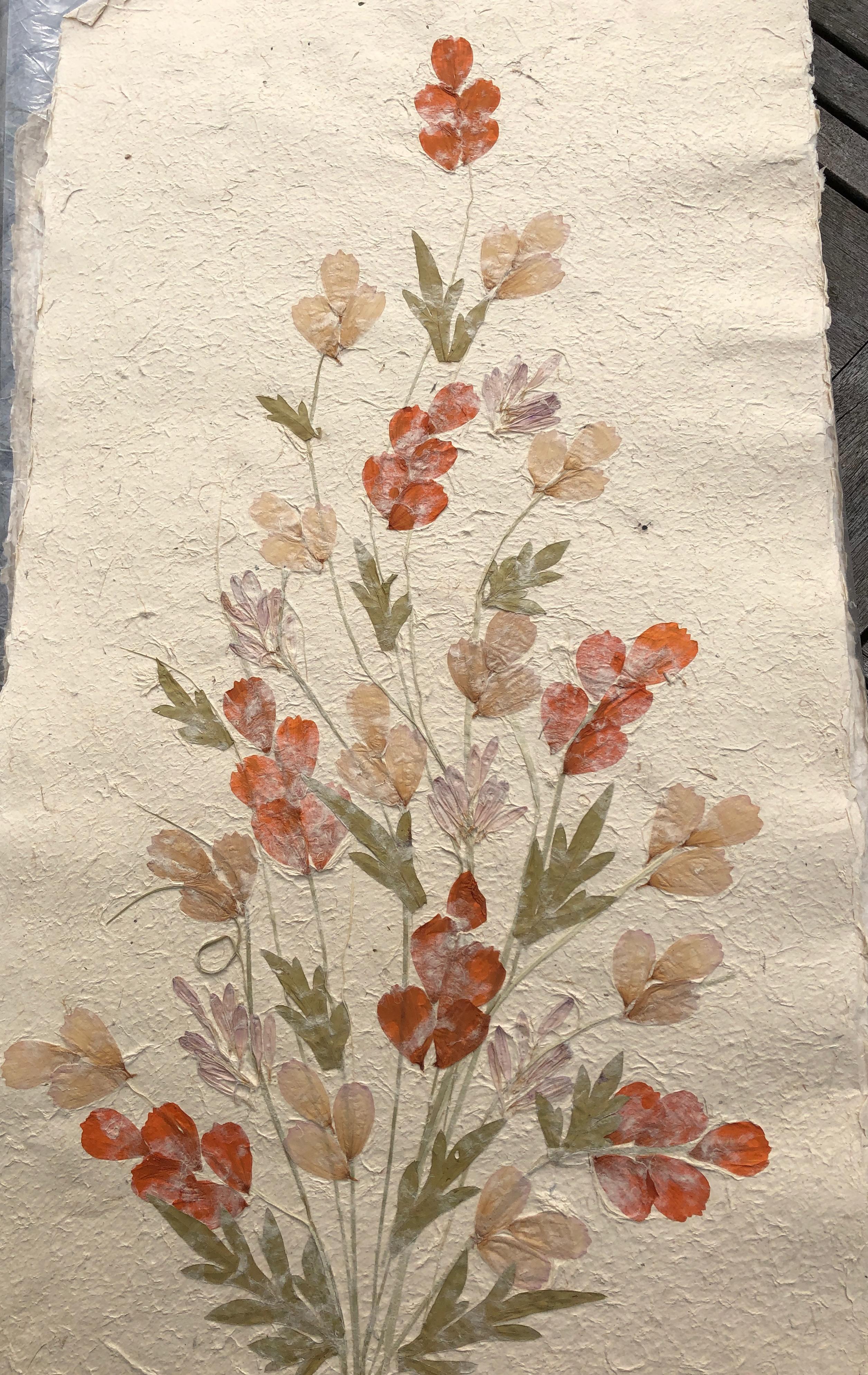Madagascan Dried Flowers On Hand Made Paper - Mixed Media Art by Unknown
