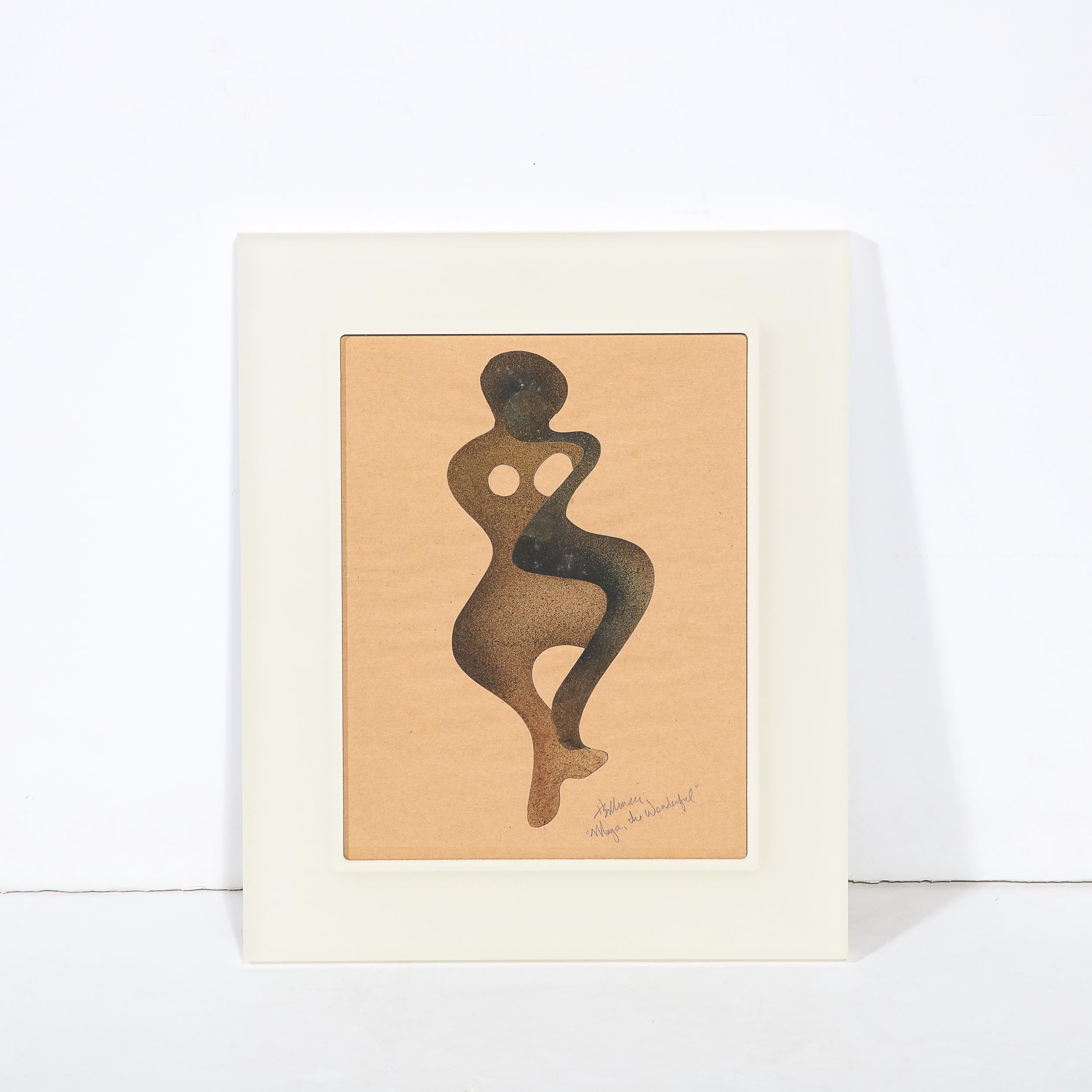 „Maya the Wonderful“ Mixed Media- weiblicher Akt in geschliffenem Papier mit Airbrush- Gradients (Moderne), Mixed Media Art, von Unknown