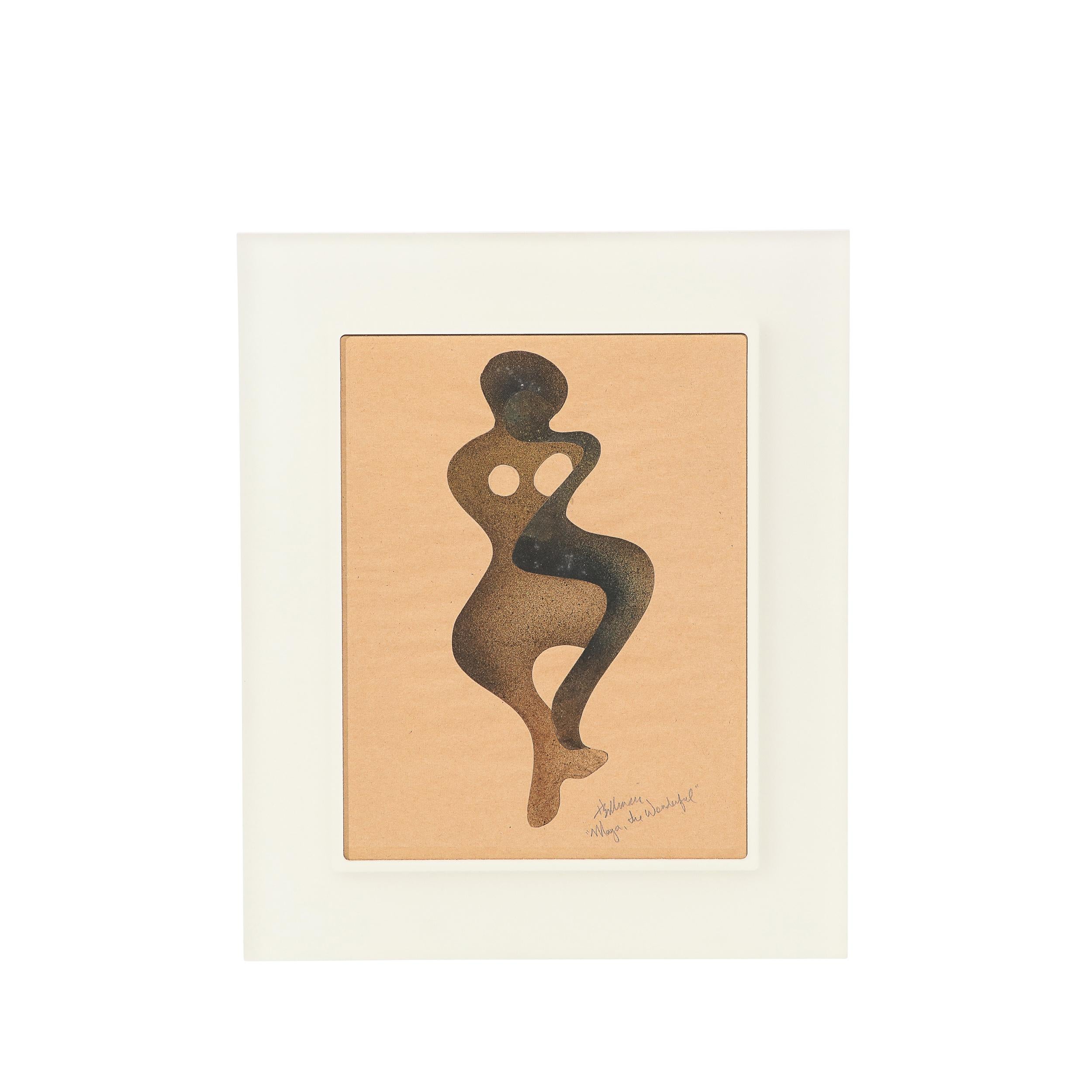 "Maya the Wonderful" Mixed Media Female Nude in Cut Paper W/ Airbrush Gradients - Mixed Media Art by Unknown