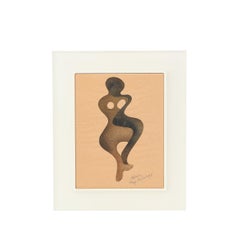 Retro "Maya the Wonderful" Mixed Media Female Nude in Cut Paper W/ Airbrush Gradients