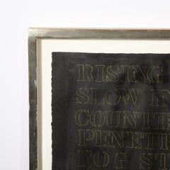 Mid-Century Abstract Mixed Media Text Art Piece on Paper