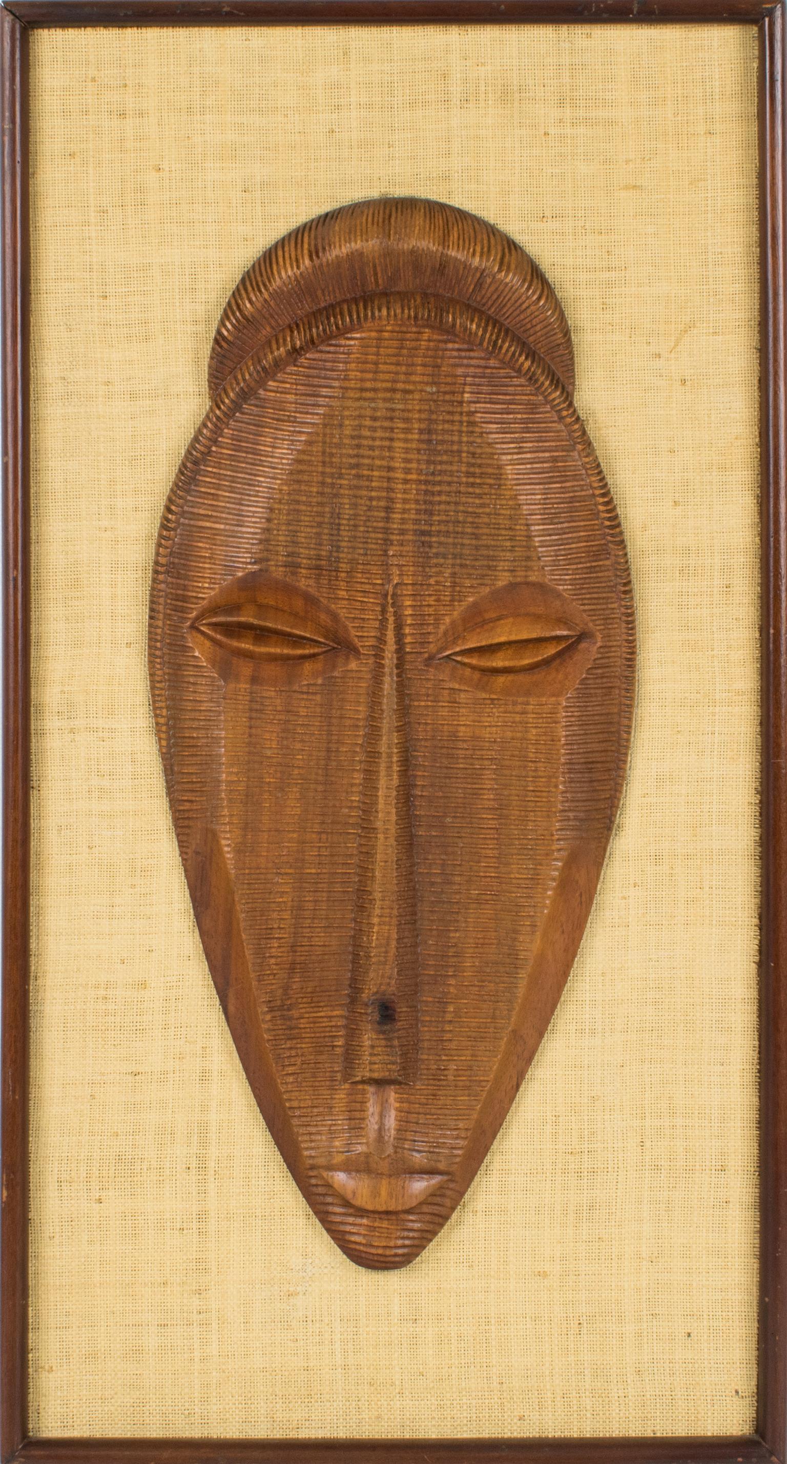 Mid-Century Carved Wood Relief Mask Wall Sculpture Panel, a pair For Sale 2