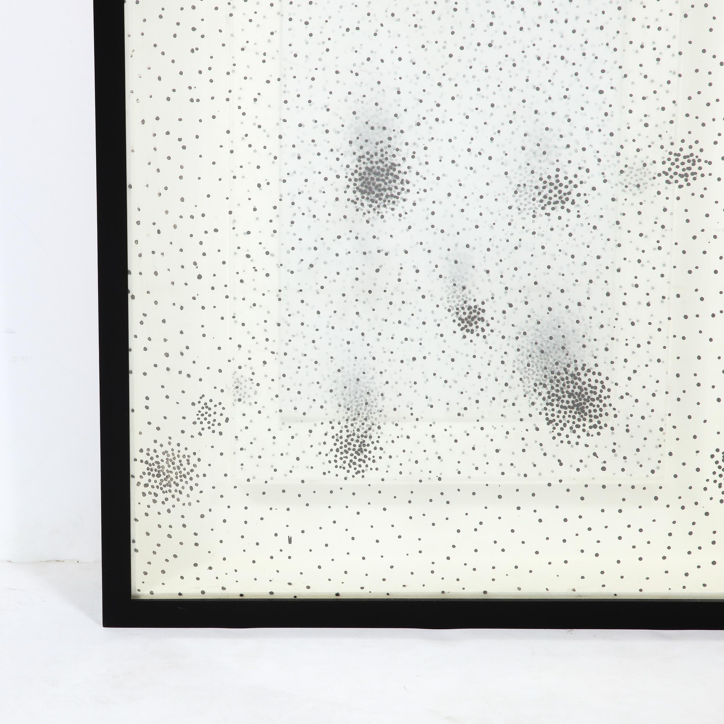 Mid Century Modern Dimensional Ink on Acetate Stippled Op Art Mixed Media Work For Sale 3