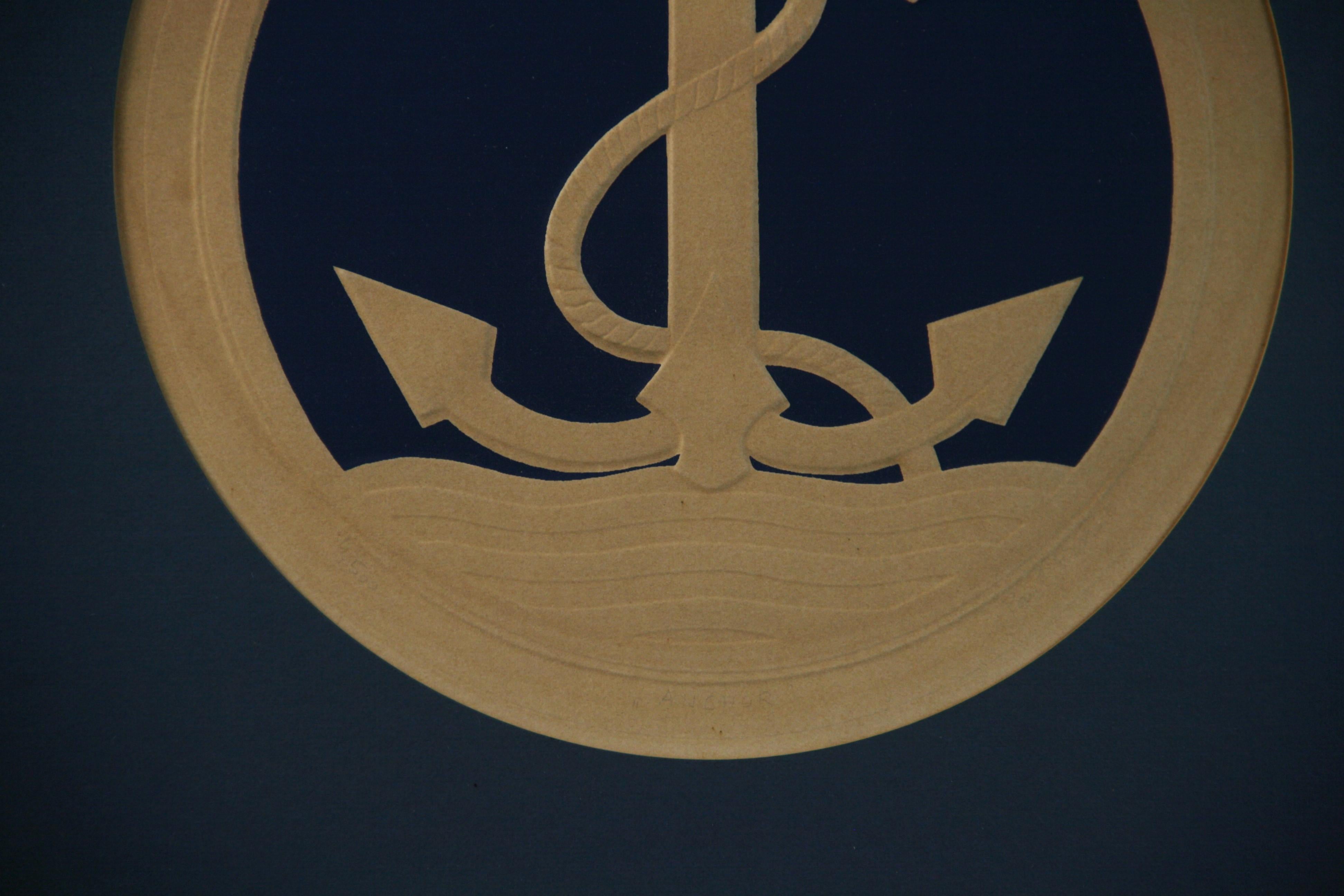 Modern Nautical Anchor  Embossed on Handmade  Paper 1