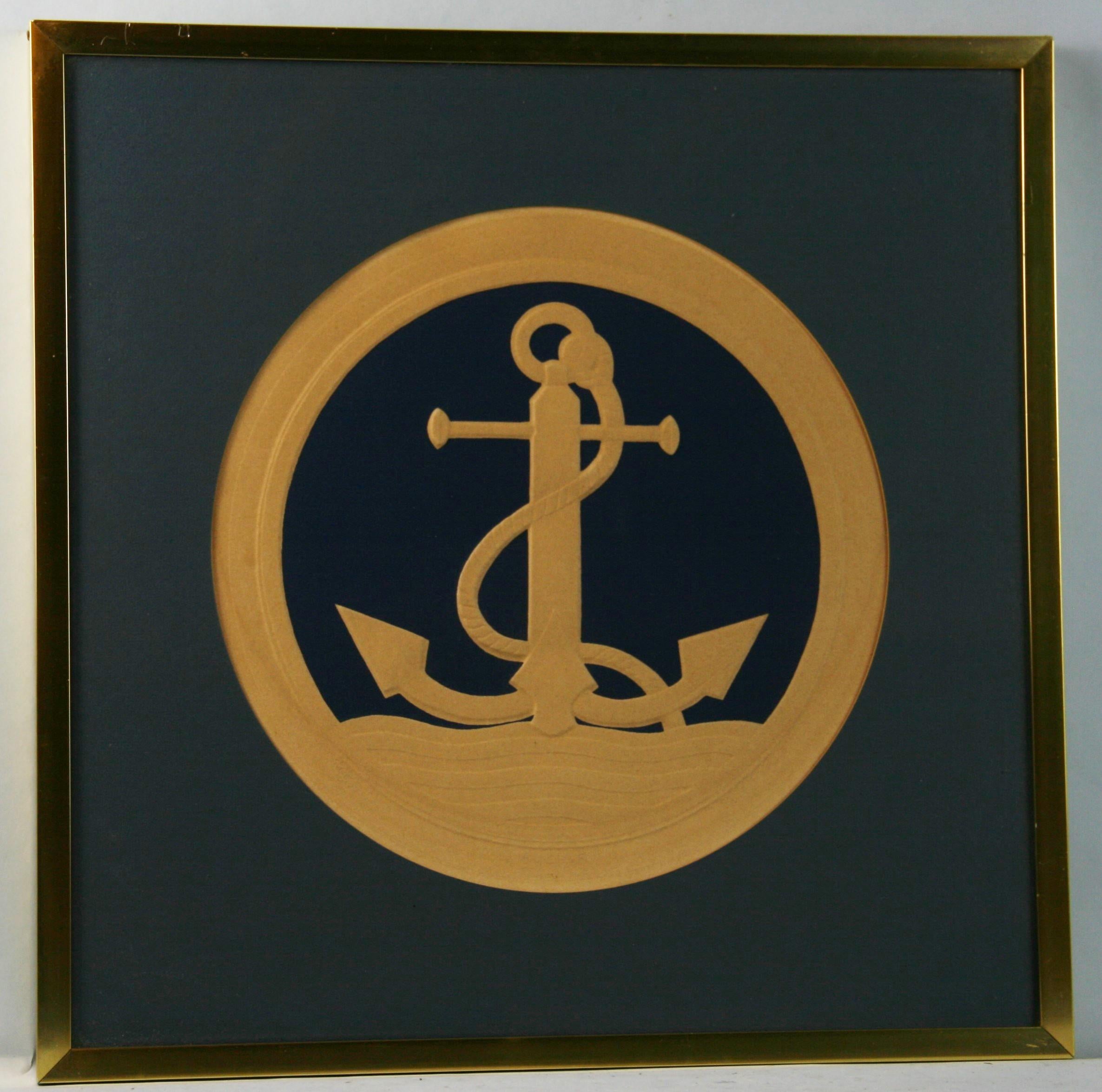 Modern Nautical Anchor  Embossed on Handmade  Paper - Mixed Media Art by Unknown