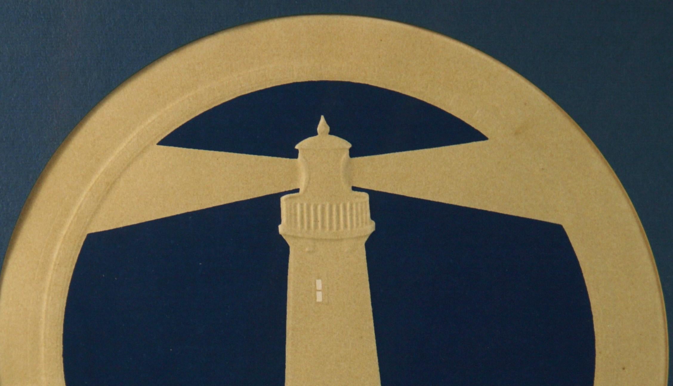 3984 Modern nautical lighthouse on embossed paper set in a brass covered wood frame
Also available nautical anchor see last photo #3983